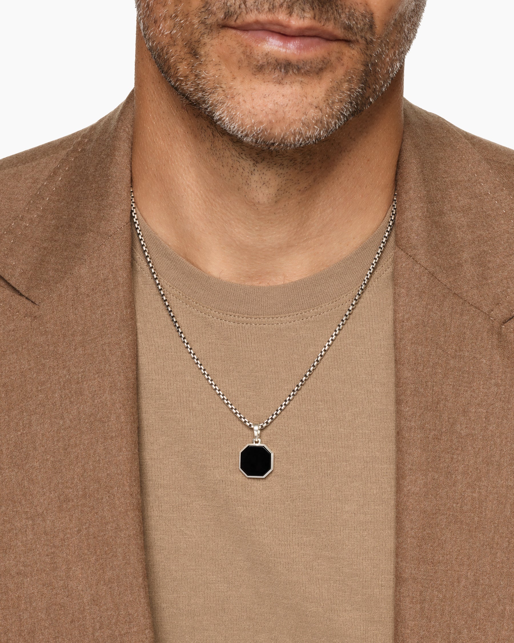 Faceted Stone Amulet in Sterling Silver with Black Onyx, 16mm - Image 2