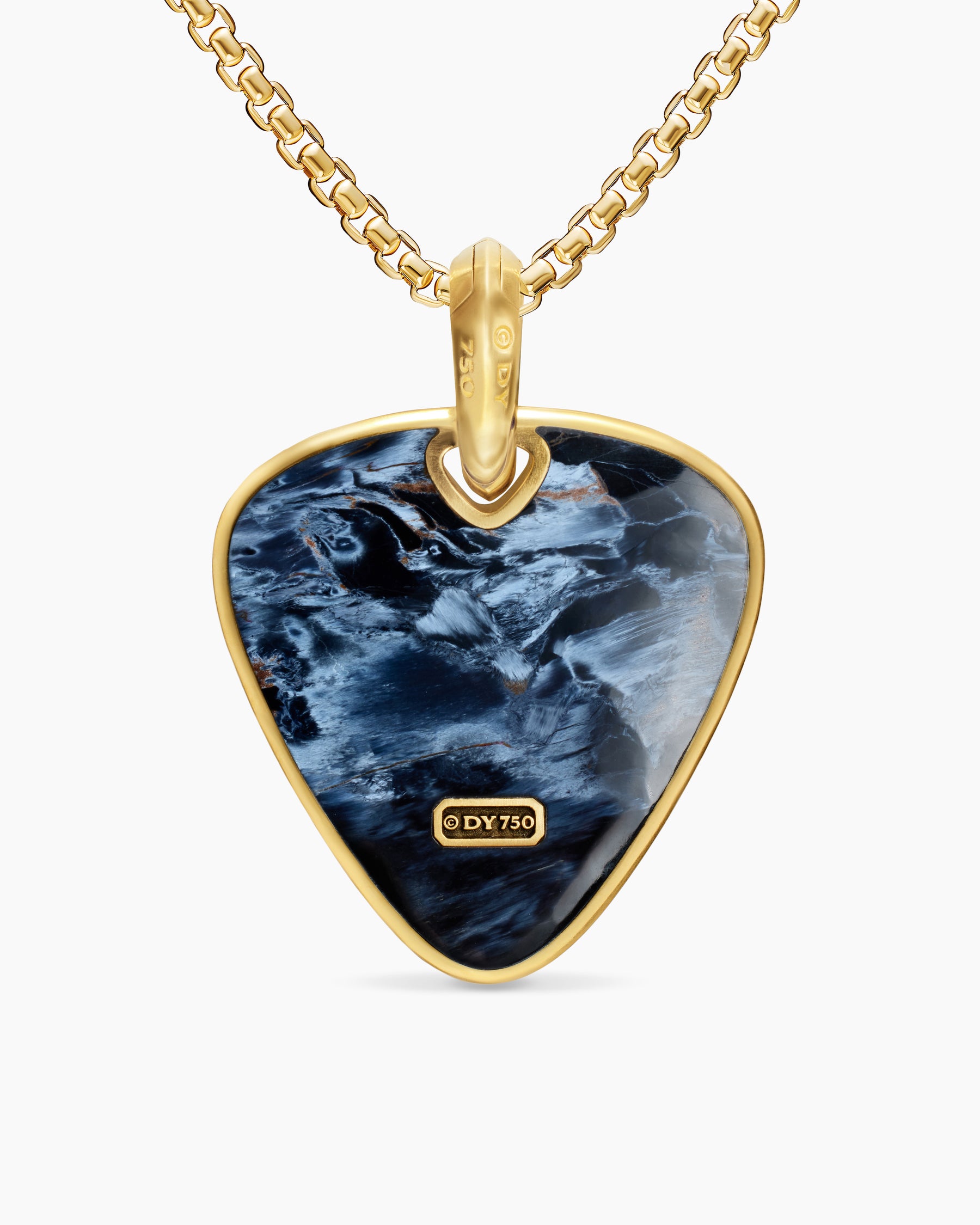 Streamline Pick Amulet in 18K Yellow Gold with Pietersite, 31mm - Image 3