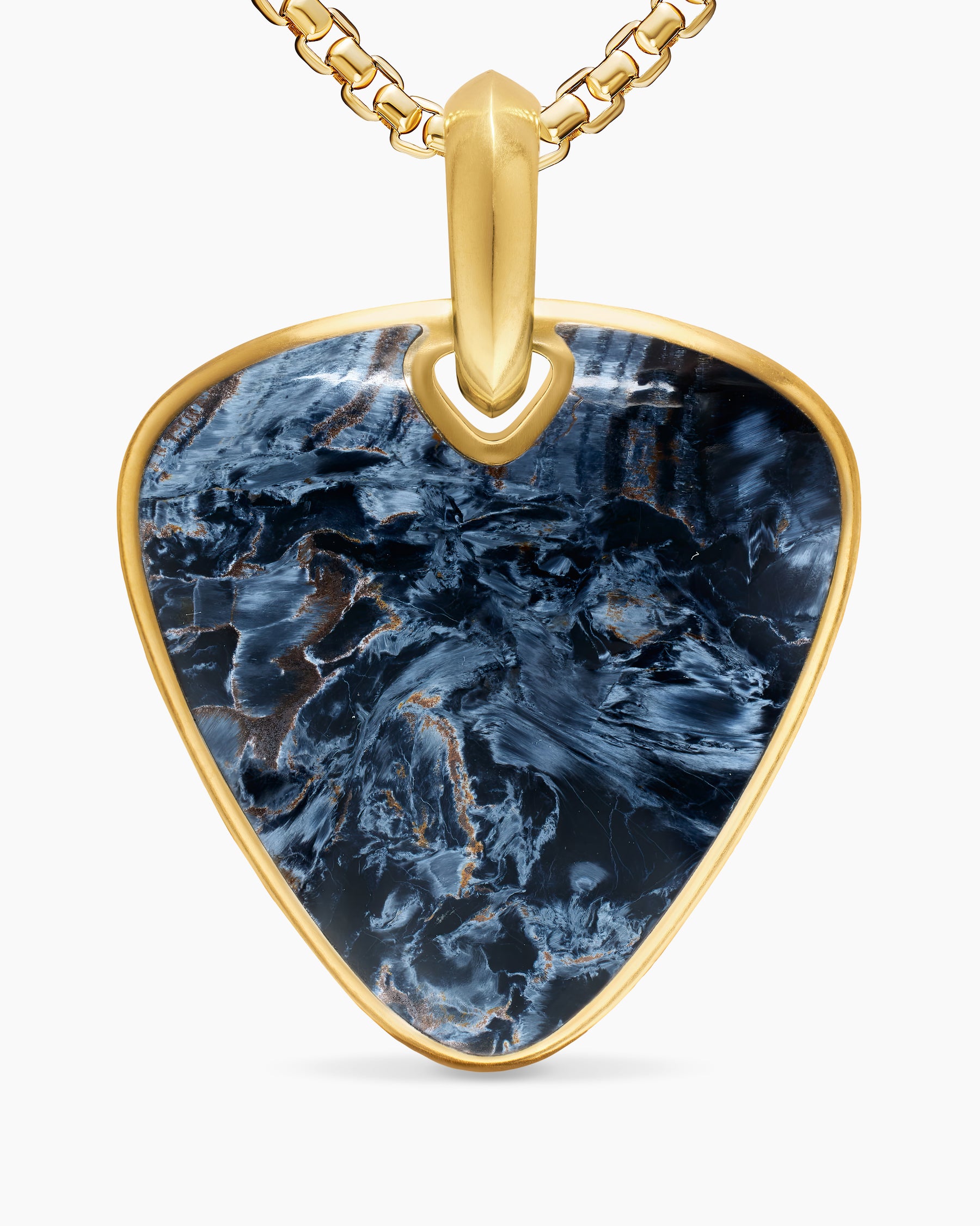 Streamline Pick Amulet in 18K Yellow Gold with Pietersite, 31mm - Image 4