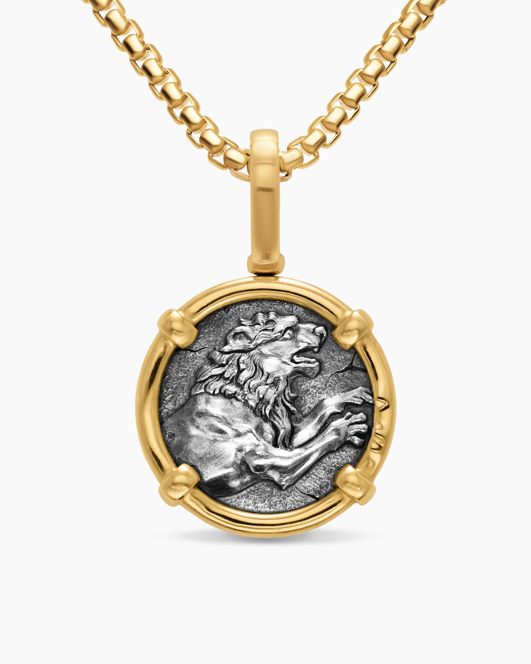 Alexander the Great Amulet in Sterling Silver with 18K Yellow Gold, 20.5mm - Image 3