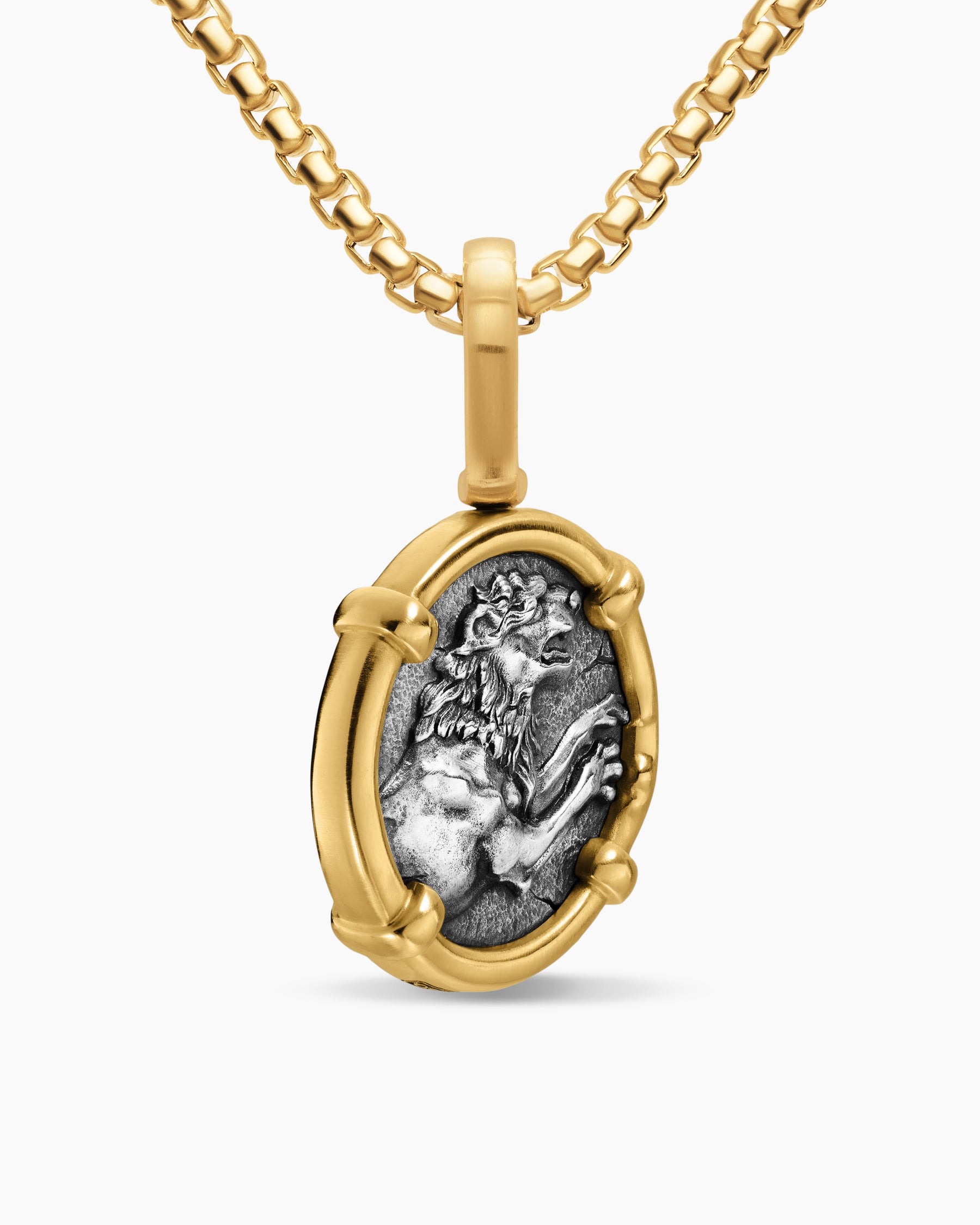 Alexander the Great Amulet in Sterling Silver with 18K Yellow Gold, 20.5mm - Image 5
