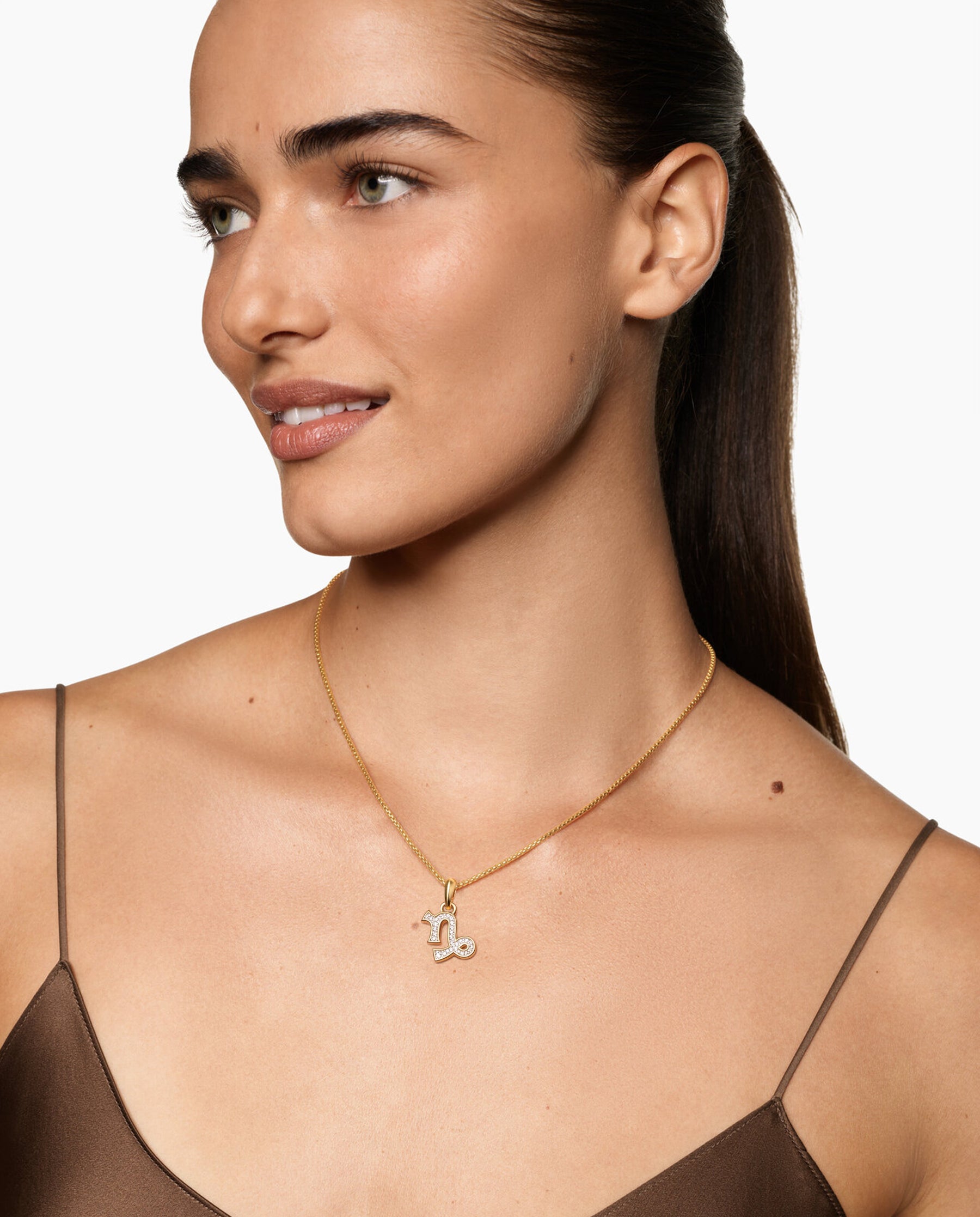 Capricorn Amulet in 18K Yellow Gold with Diamonds, 18.5mm - Image 6