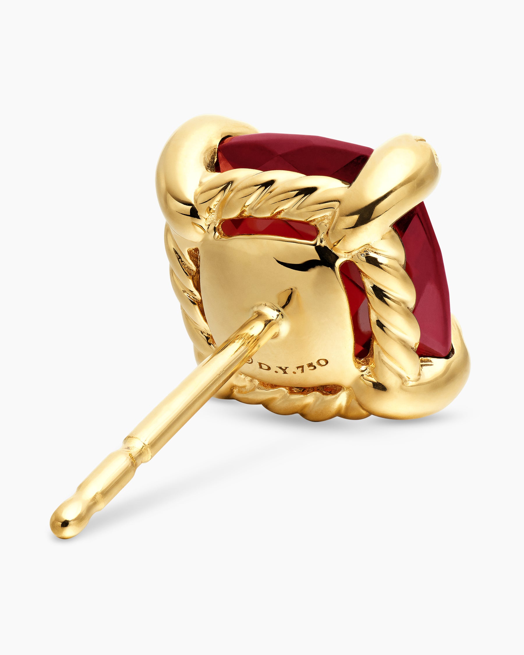 Chatelaine Stud Earrings in 18K Yellow Gold with Garnet and Diamonds, 8mm - Image 5