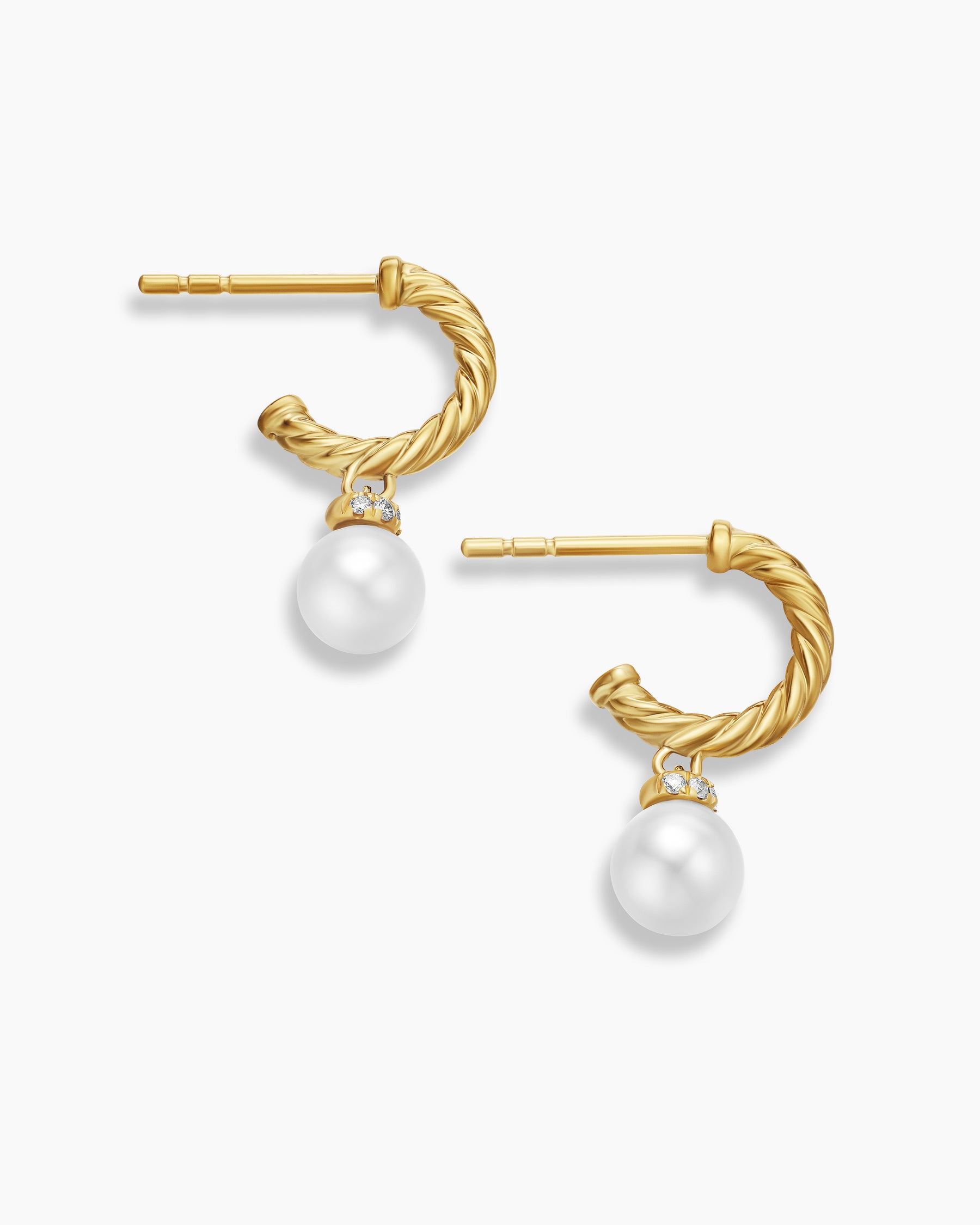 Petite Solari Drop Earrings in 18K Yellow Gold with Pearls and Diamonds, 17.2mm - Image 5