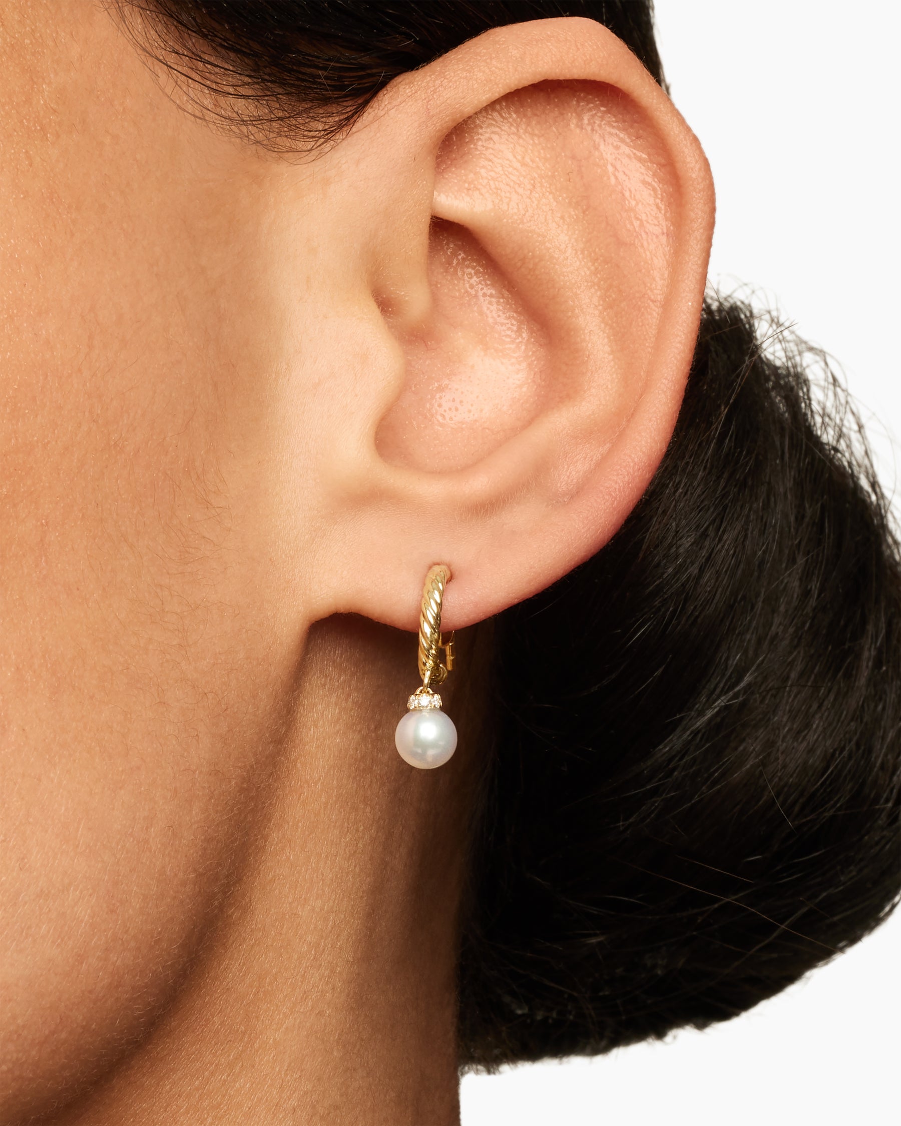 Petite Solari Drop Earrings in 18K Yellow Gold with Pearls and Diamonds, 17.2mm - Image 6