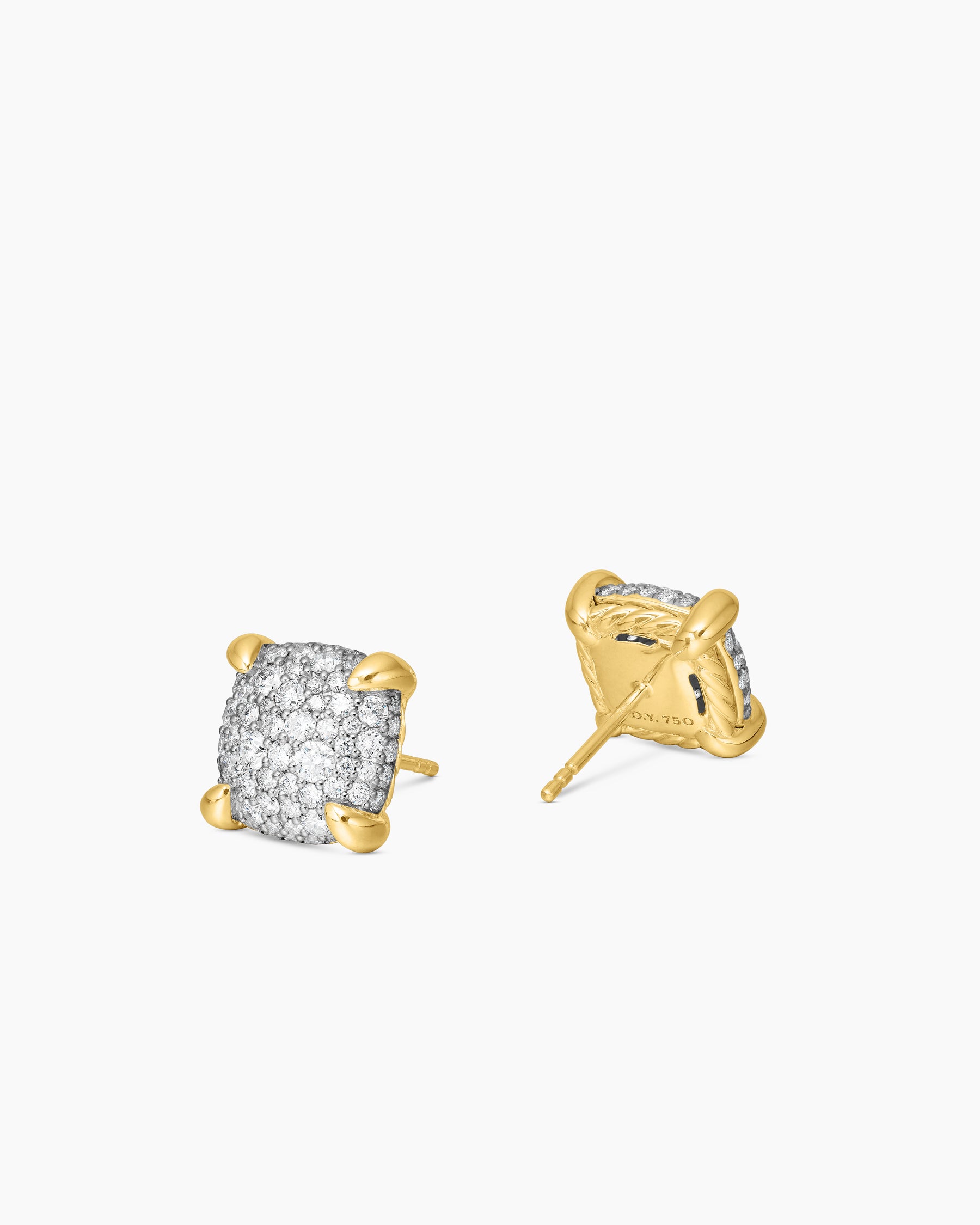 Chatelaine Stud Earrings in 18K Yellow Gold with Pavé Diamonds, 11mm - Image 3