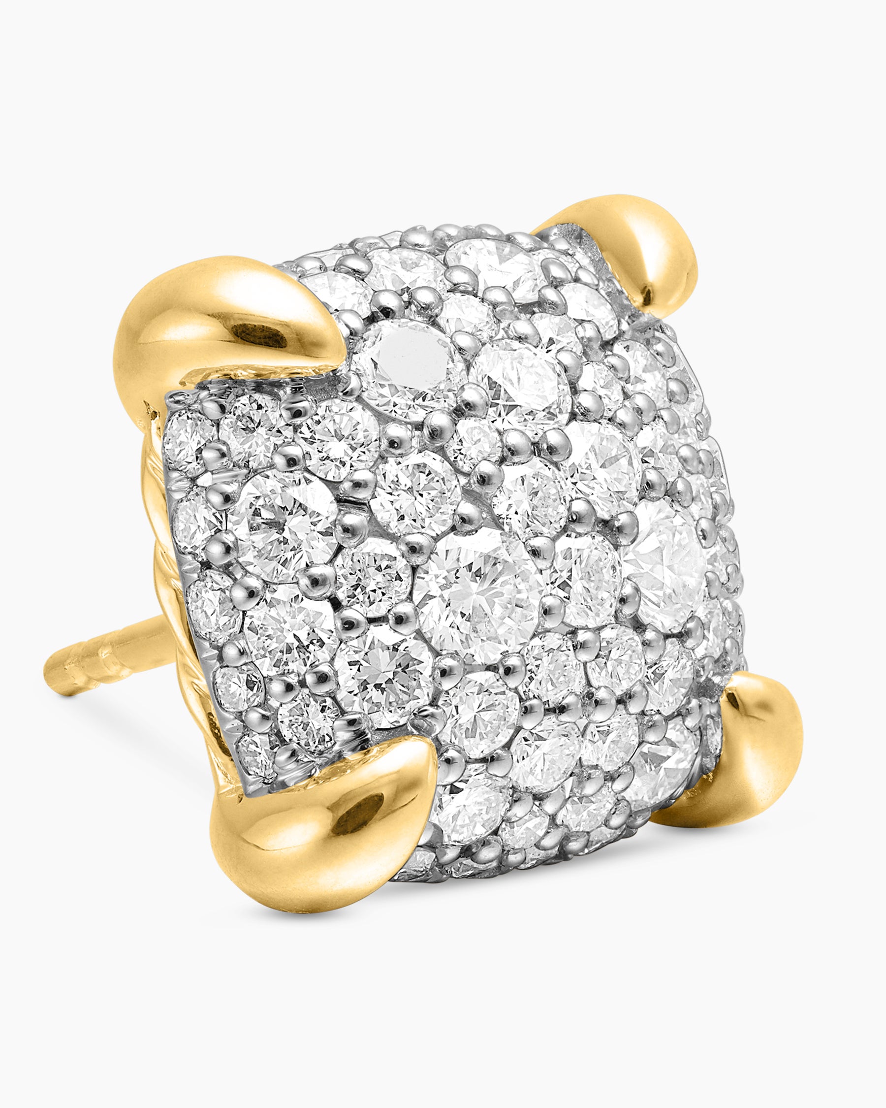 Chatelaine Stud Earrings in 18K Yellow Gold with Pavé Diamonds, 11mm - Image 4