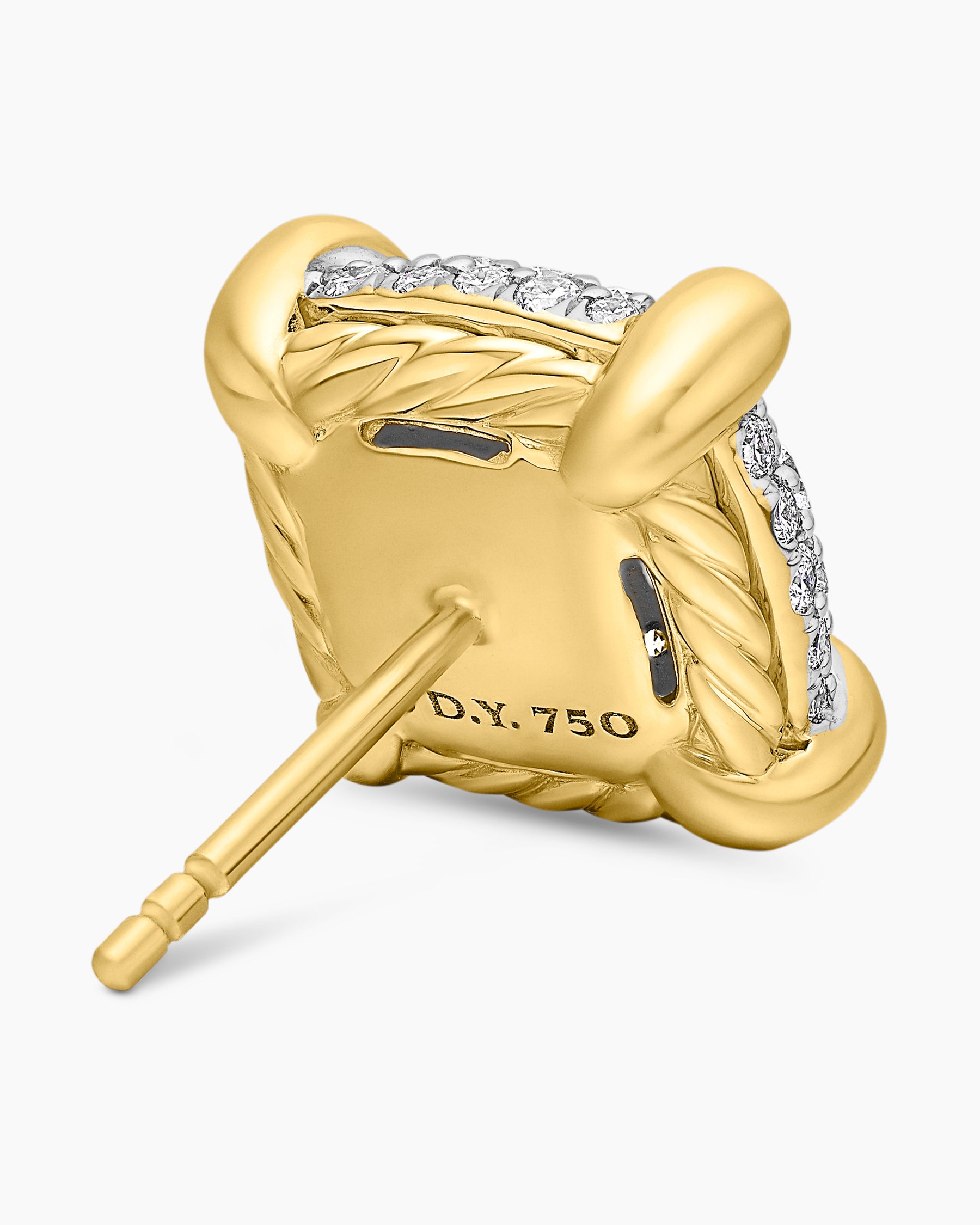 Chatelaine Stud Earrings in 18K Yellow Gold with Pavé Diamonds, 11mm - Image 5