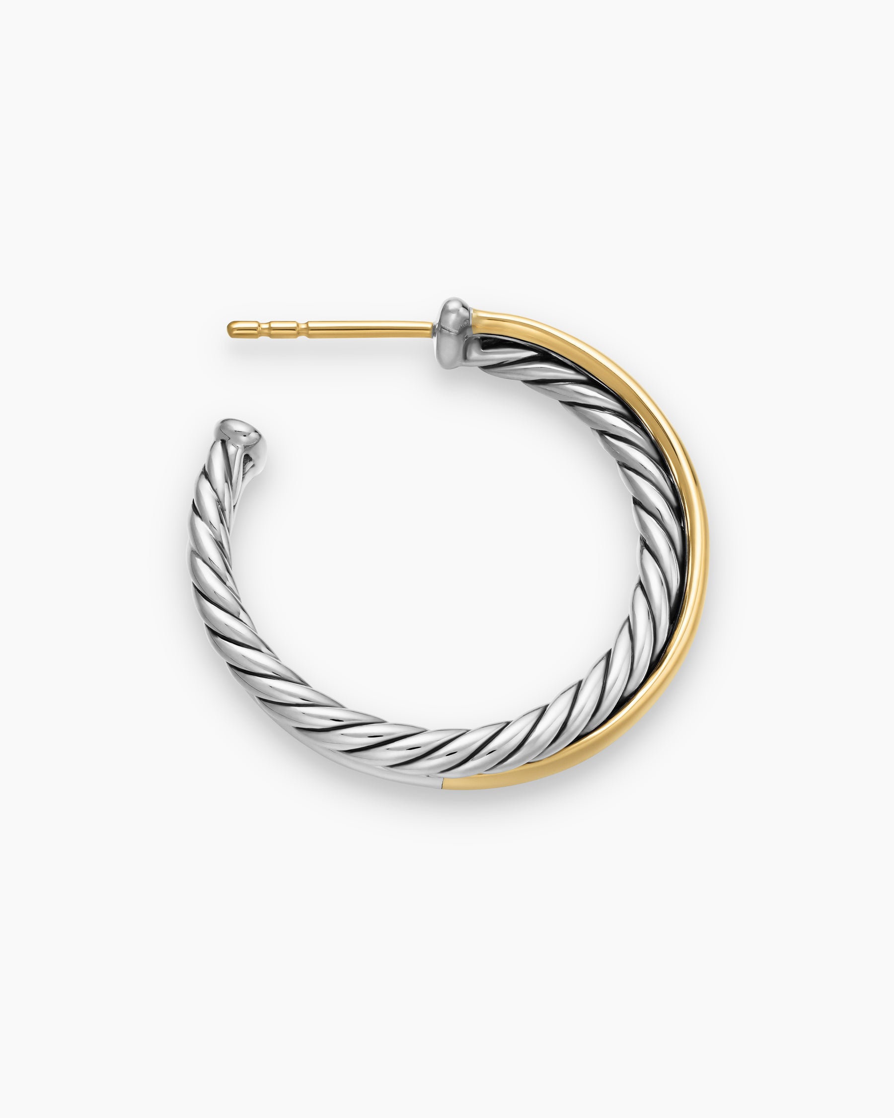 Crossover Hoop Earrings in Sterling Silver with 18K Yellow Gold, 26.5mm - Image 3