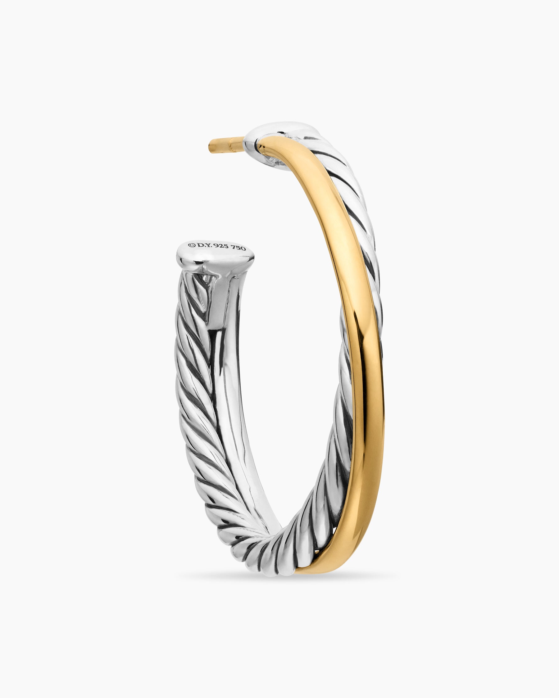 Crossover Hoop Earrings in Sterling Silver with 18K Yellow Gold, 26.5mm - Image 5