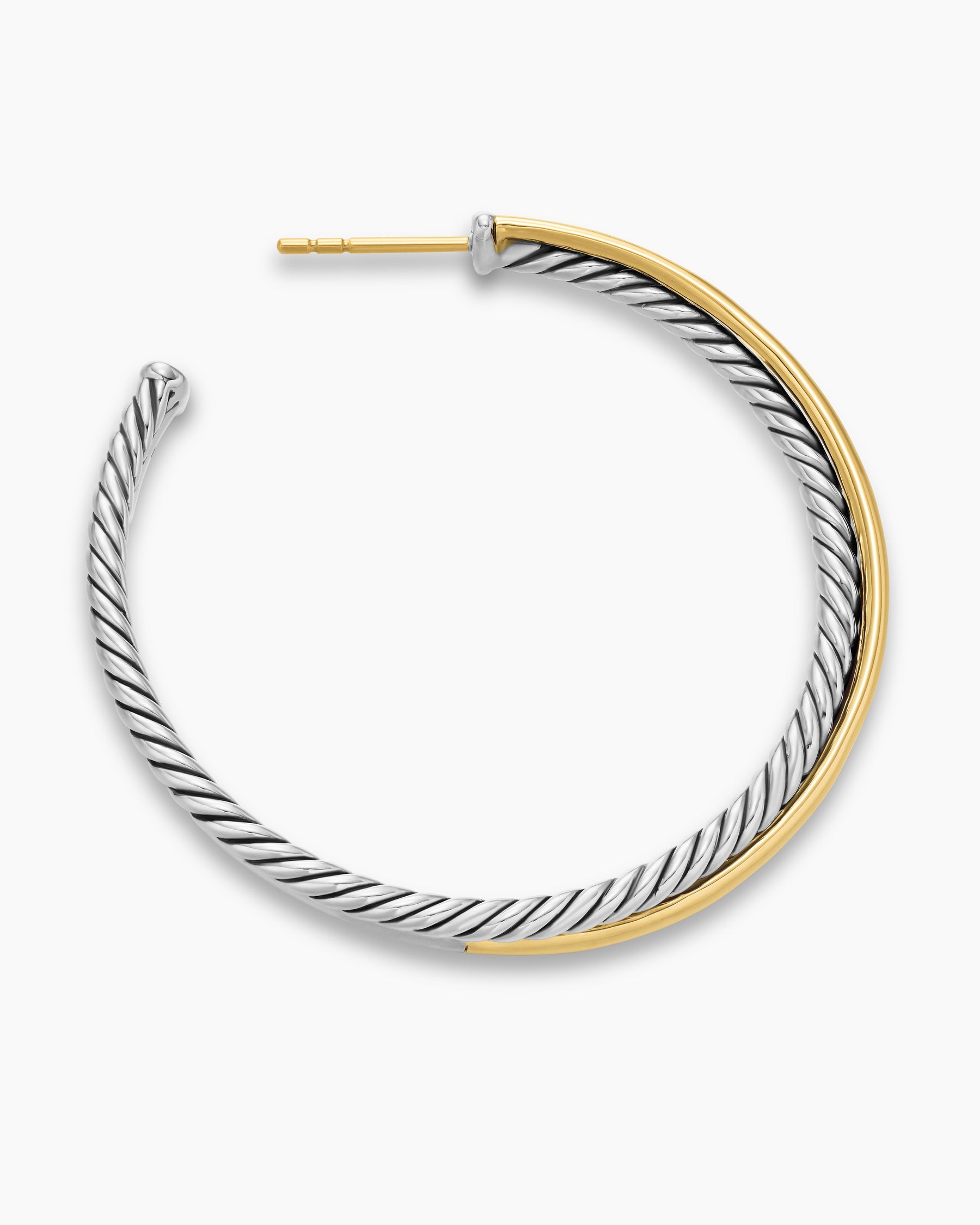 Crossover Hoop Earrings in Sterling Silver with 18K Yellow Gold, 44mm - Image 3