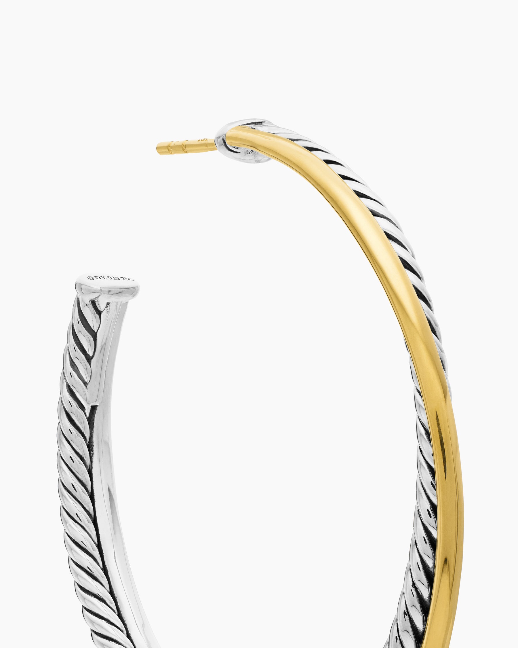 Crossover Hoop Earrings in Sterling Silver with 18K Yellow Gold, 44mm - Image 5