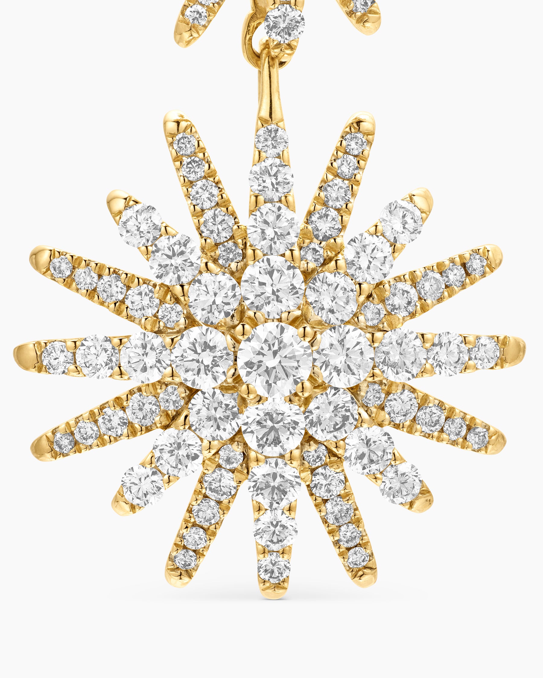 Starburst Triple Drop Earrings in 18K Yellow Gold with Diamonds, 51mm - Image 4