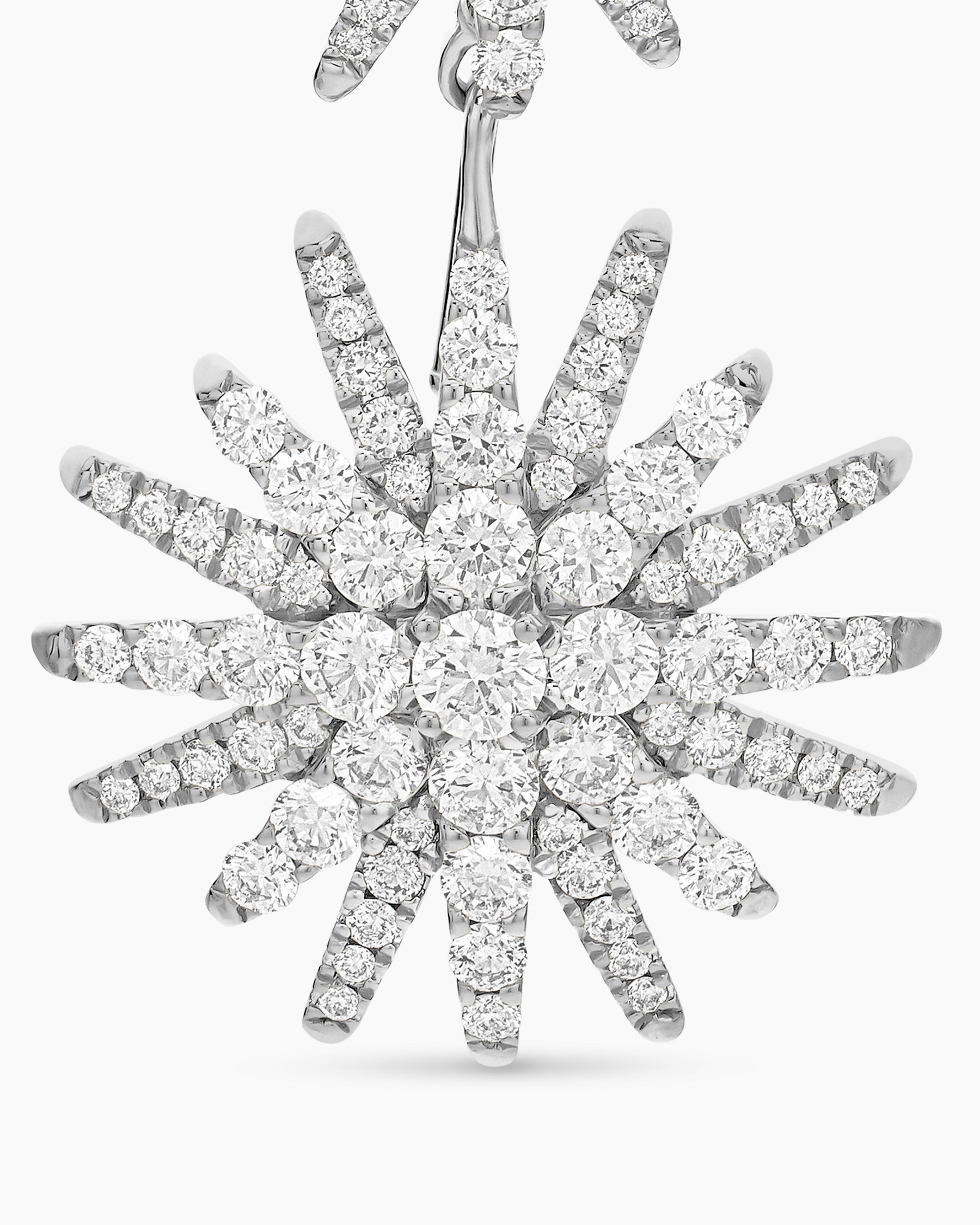 Starburst Triple Drop Earrings in 18K White Gold with Diamonds, 51mm - Image 4