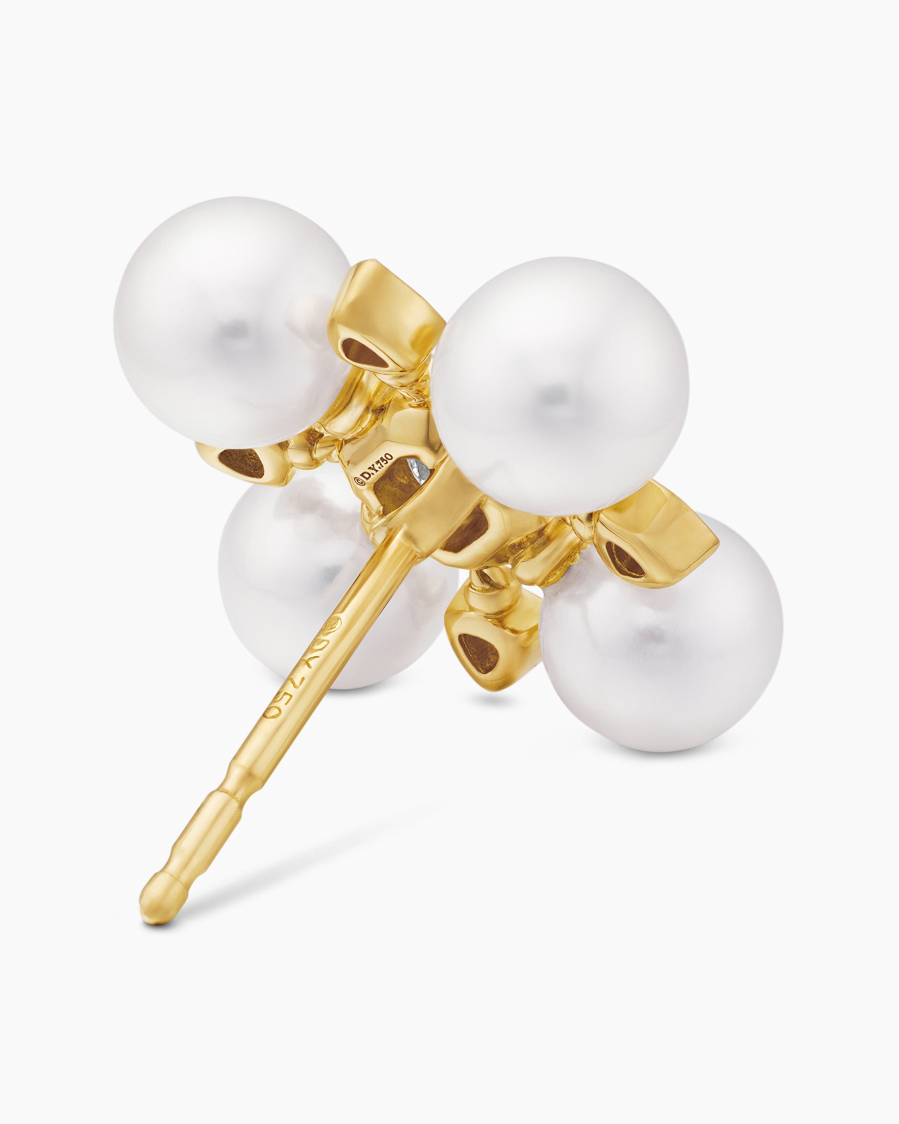 Renaissance Pearl Stud Earrings in 18K Yellow Gold with Pearls and Diamonds, 16.5mm - Image 5