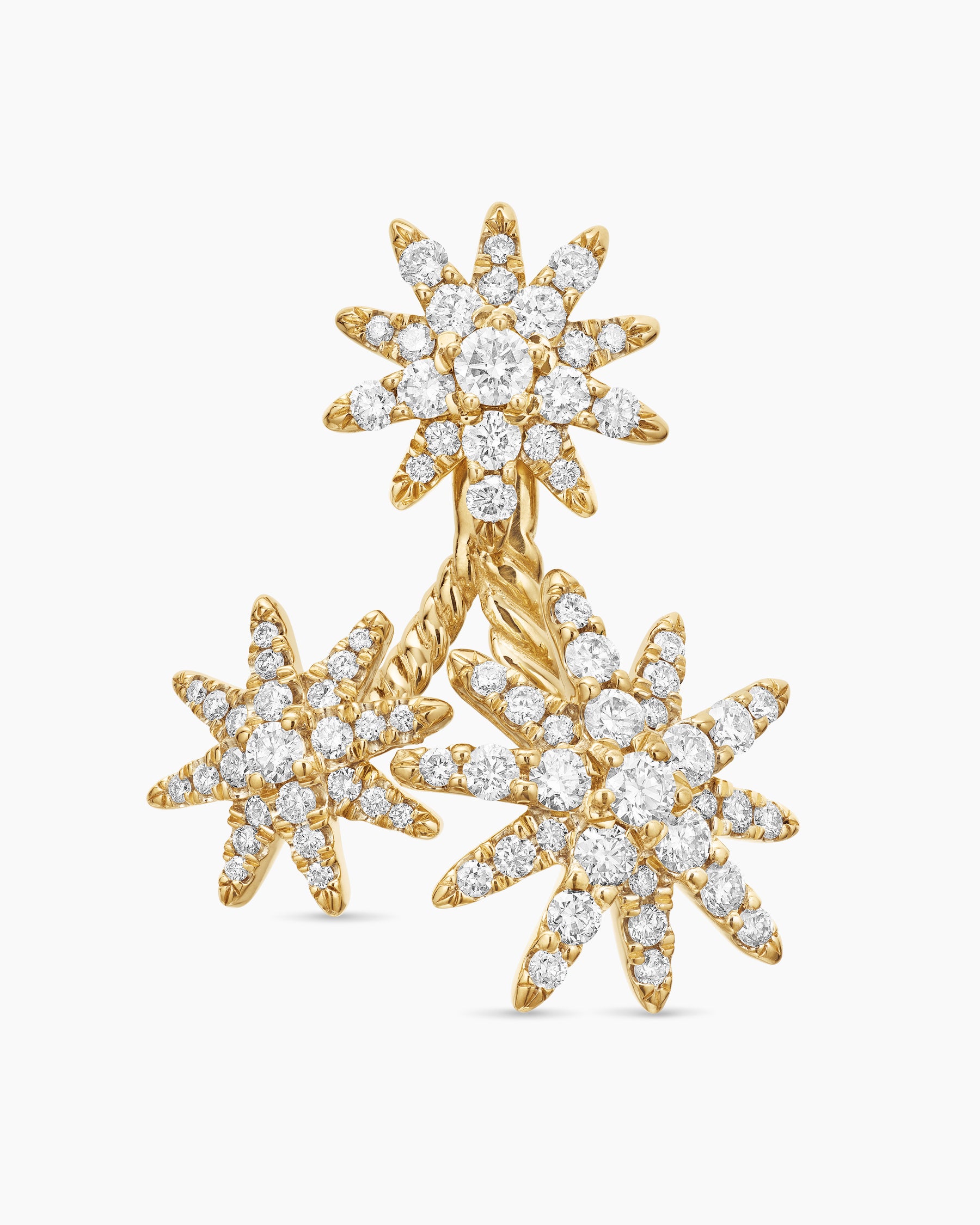 Starburst Cluster Drop Earrings in 18K Yellow Gold with Diamonds, 23.7mm - Image 4