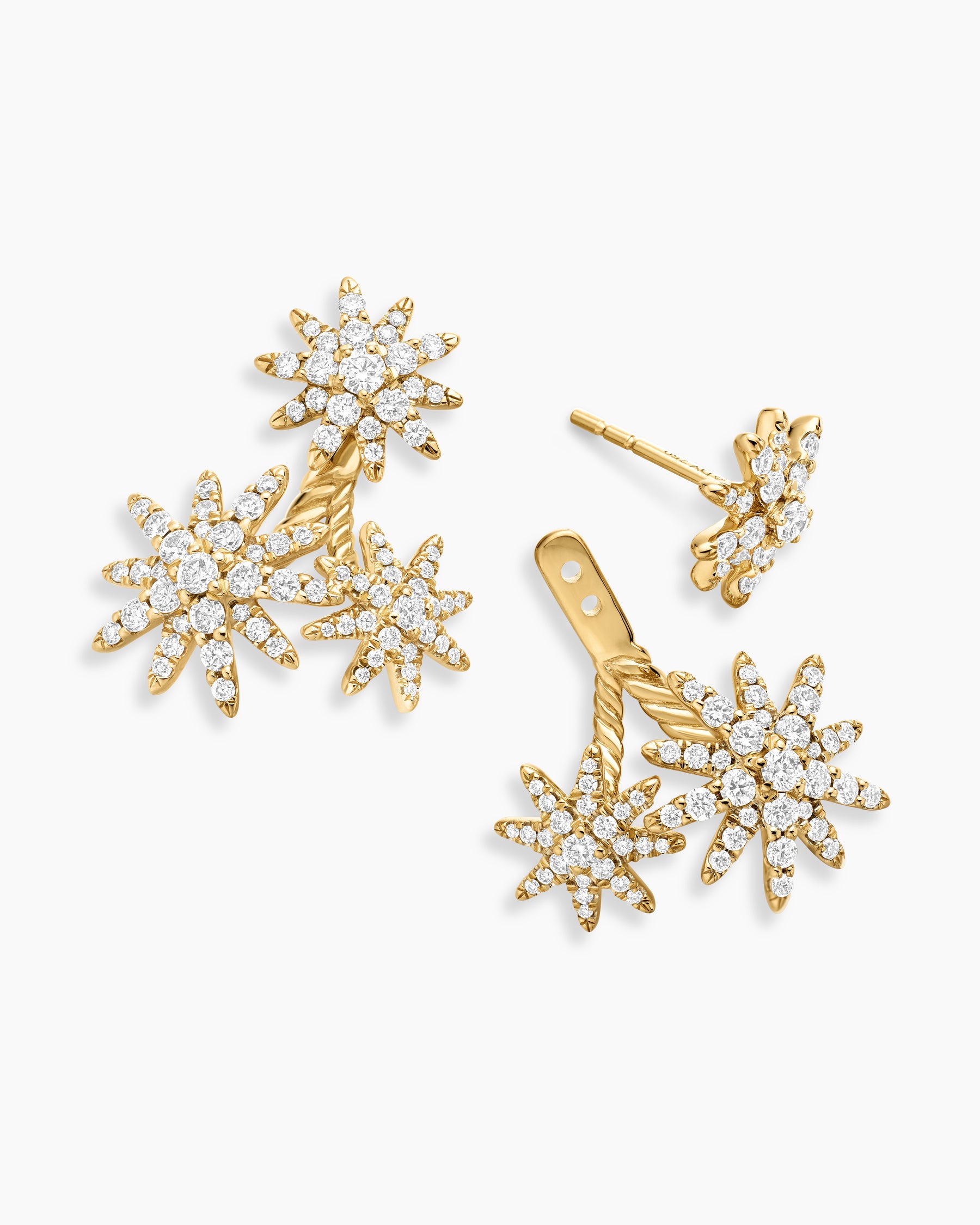 Starburst Cluster Drop Earrings in 18K Yellow Gold with Diamonds, 23.7mm - Image 5