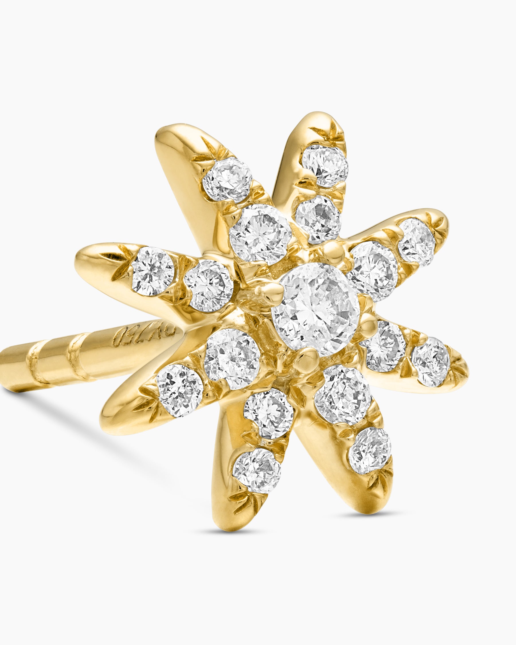 Petite Starburst Stud Earrings in 18K Yellow Gold with Diamonds, 7.5mm - Image 4