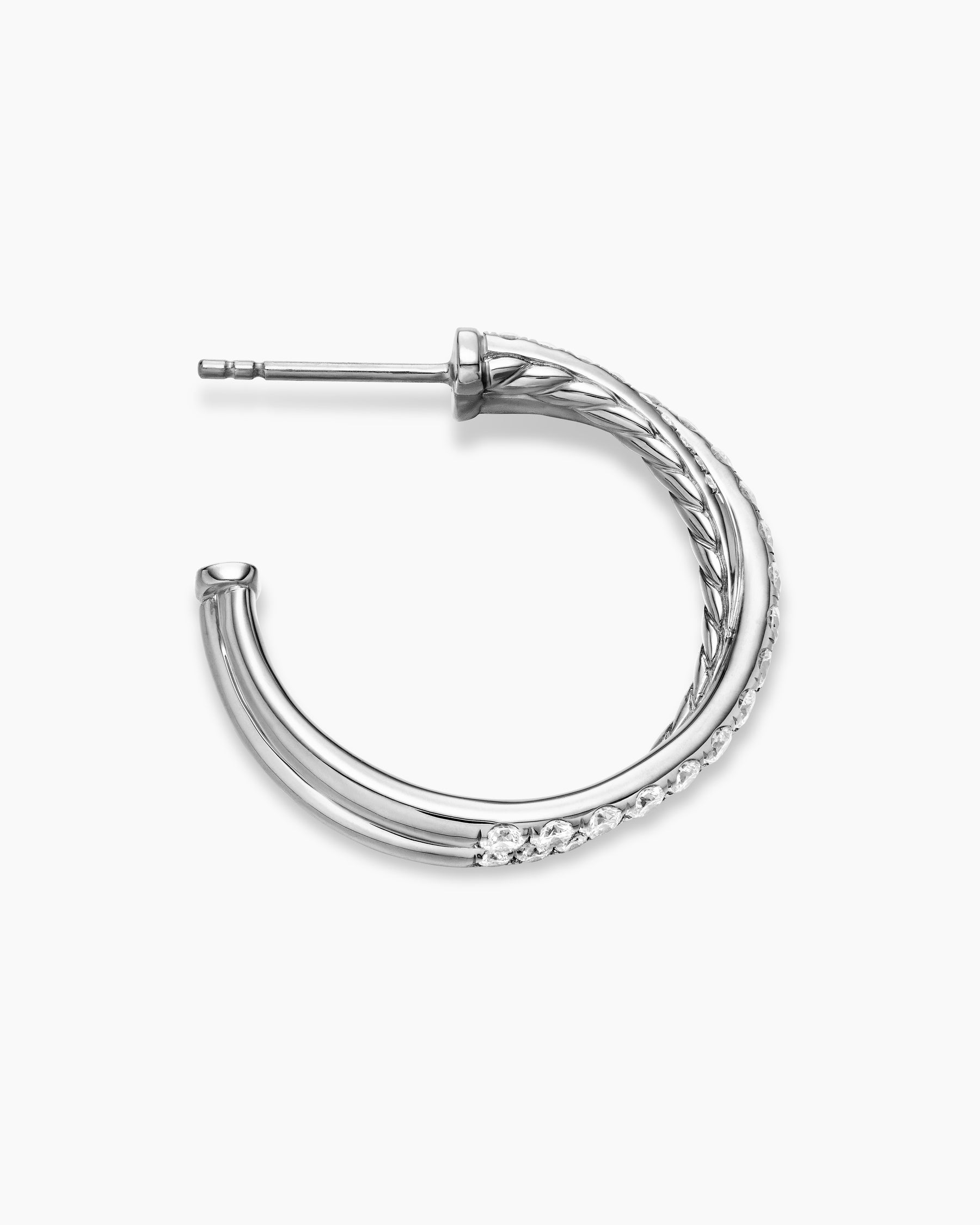 Pavé Crossover Hoop Earrings in 18K White Gold with Diamonds, 24mm - Image 3