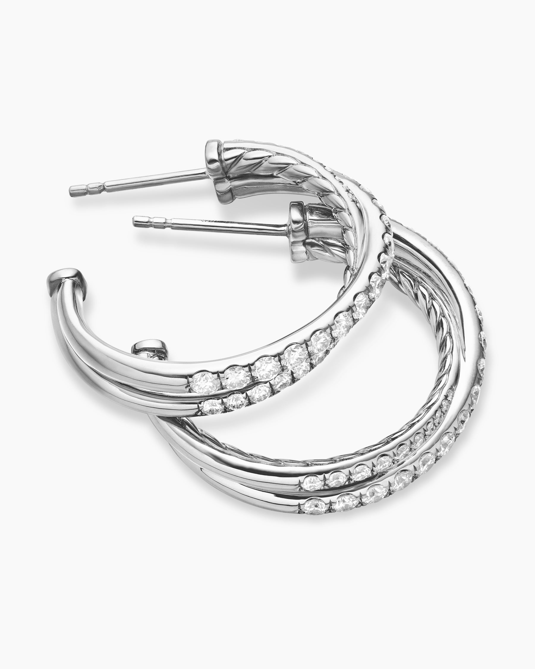 Pavé Crossover Hoop Earrings in 18K White Gold with Diamonds, 24mm - Image 4