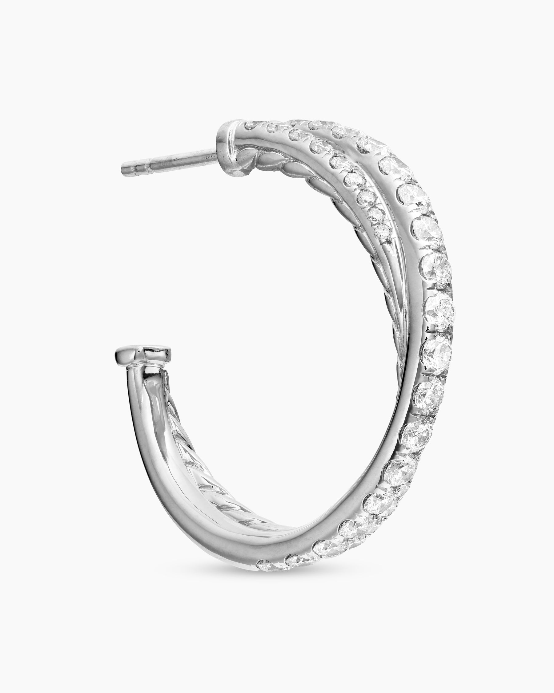 Pavé Crossover Hoop Earrings in 18K White Gold with Diamonds, 24mm - Image 5