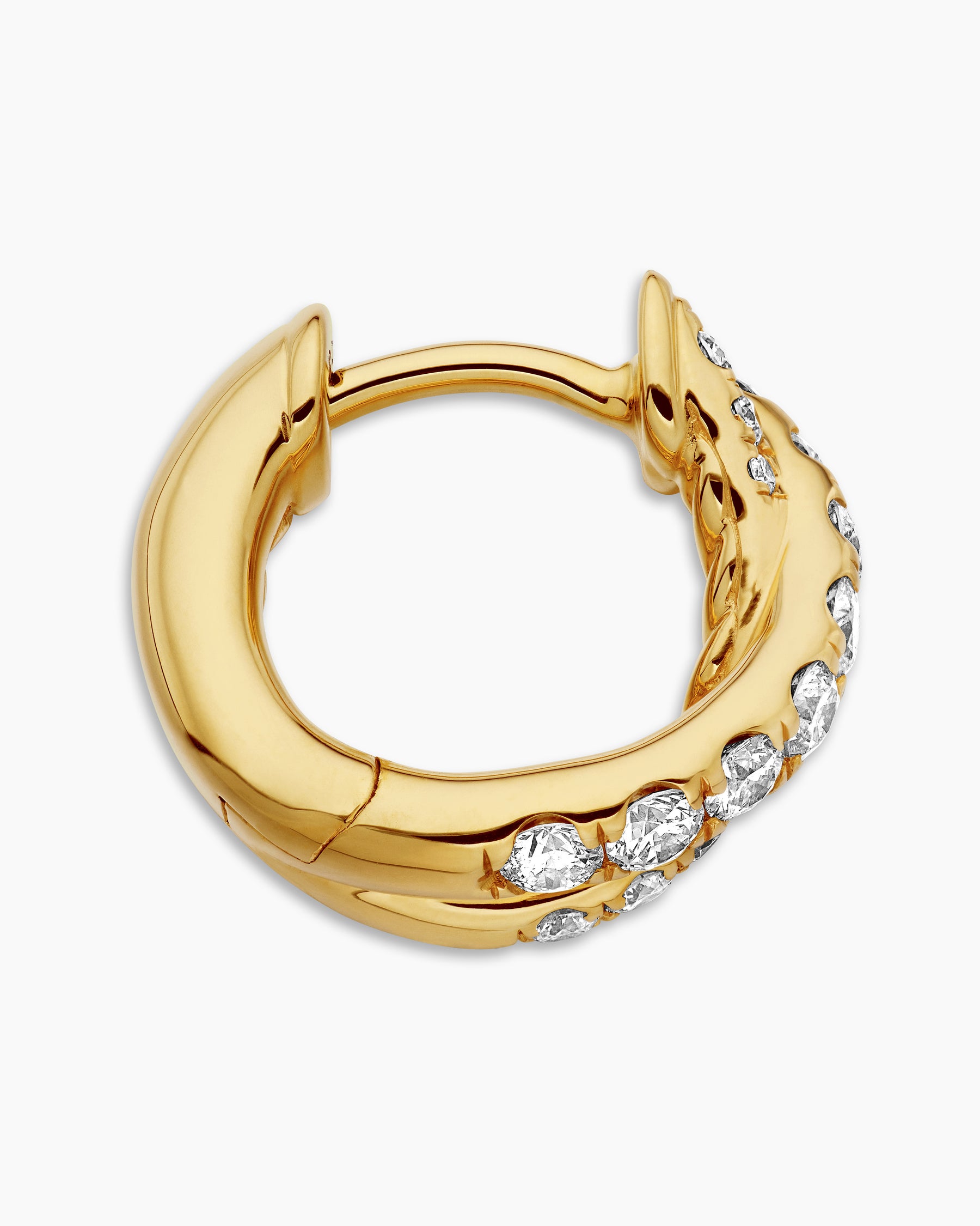 Pavé Crossover Hoop Earrings in 18K Yellow Gold with Diamonds, 12mm - Image 3