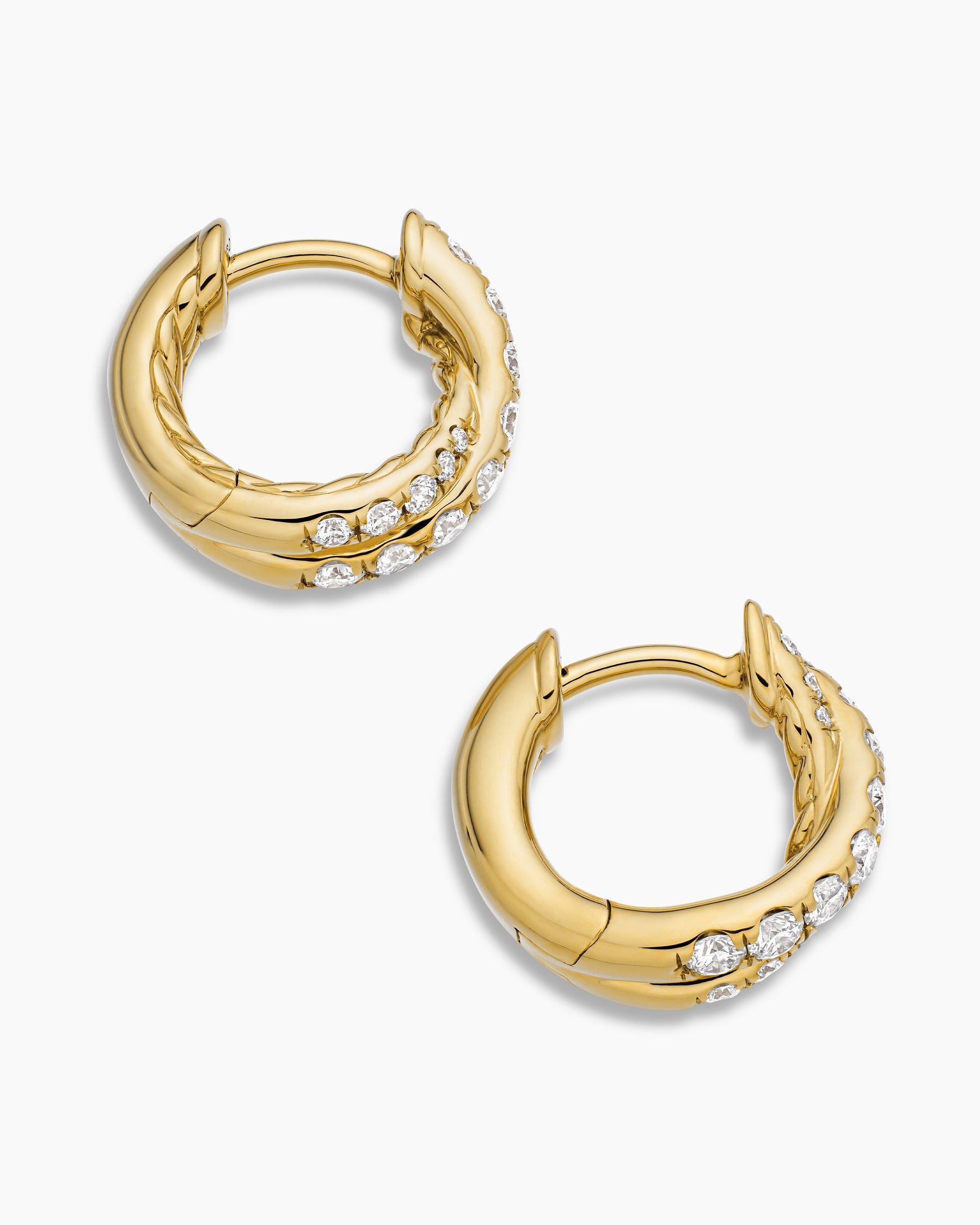 Pavé Crossover Hoop Earrings in 18K Yellow Gold with Diamonds, 12mm - Image 4