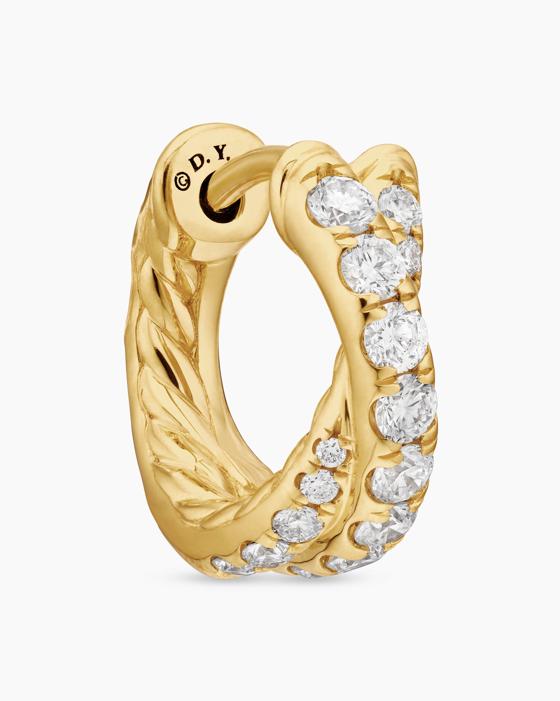 Pavé Crossover Hoop Earrings in 18K Yellow Gold with Diamonds, 12mm - Image 5