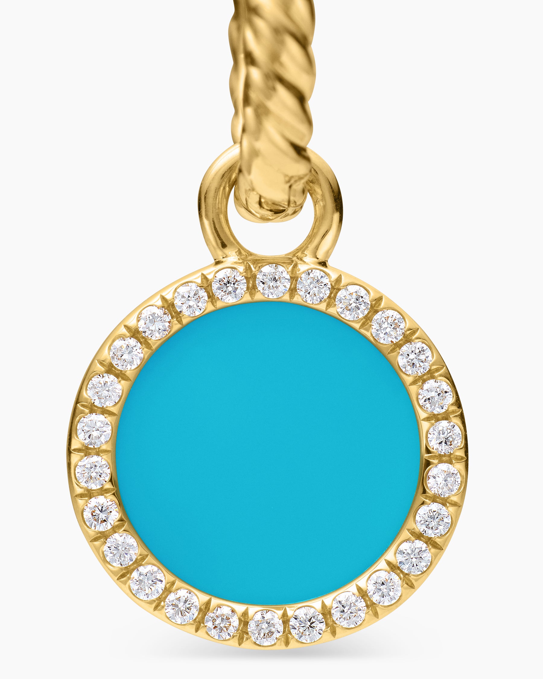 Petite DY Elements Drop Earrings in 18K Yellow Gold with Turquoise and Diamonds, 22.6mm - Image 4