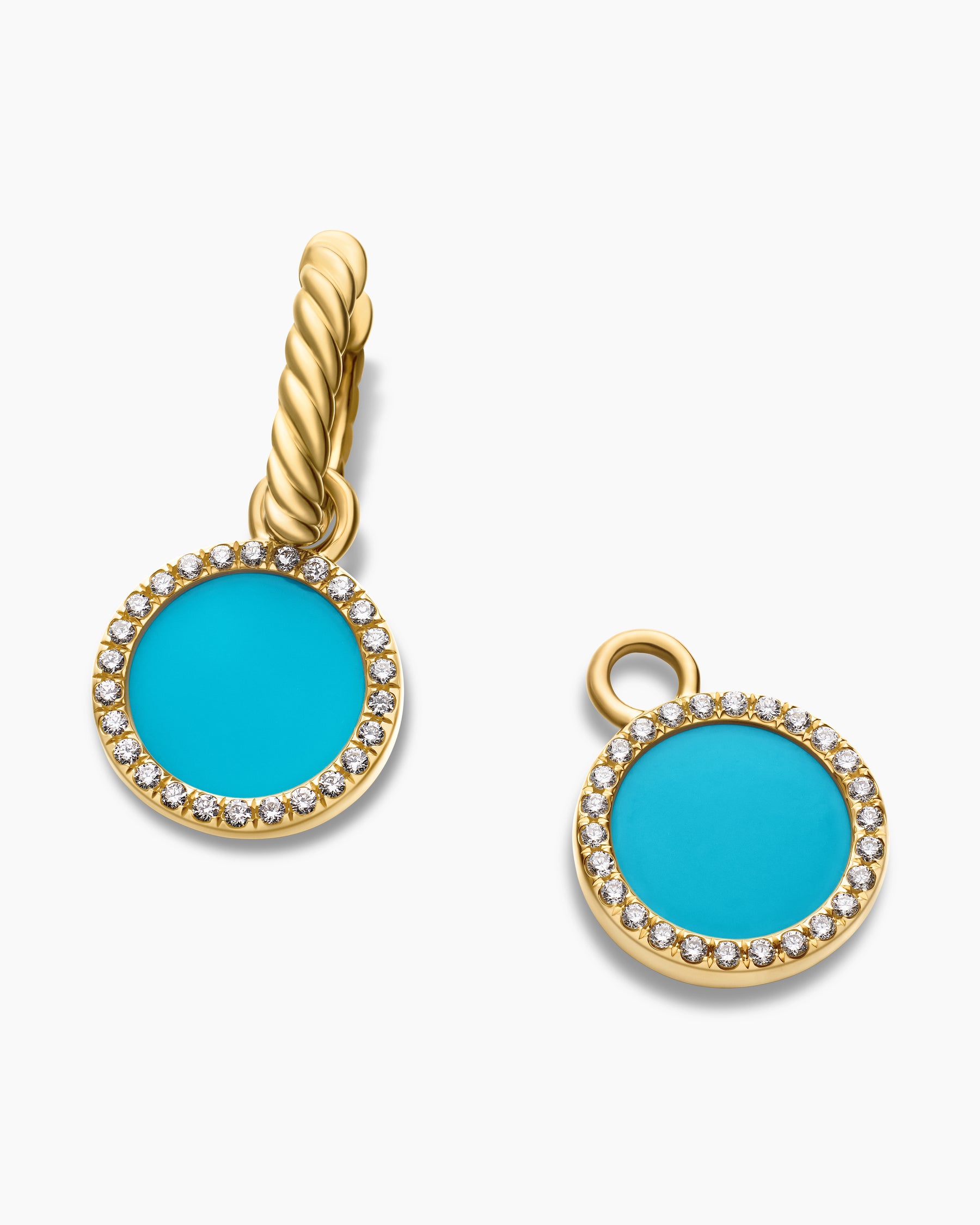 Petite DY Elements Drop Earrings in 18K Yellow Gold with Turquoise and Diamonds, 22.6mm - Image 5