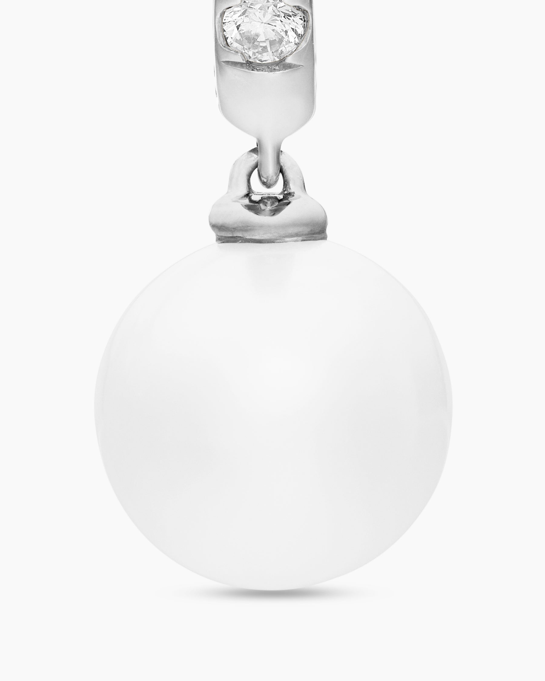 Pearl and Pavé Drop Earrings in Sterling Silver with Pearls and Diamonds, 15.6mm - Image 4