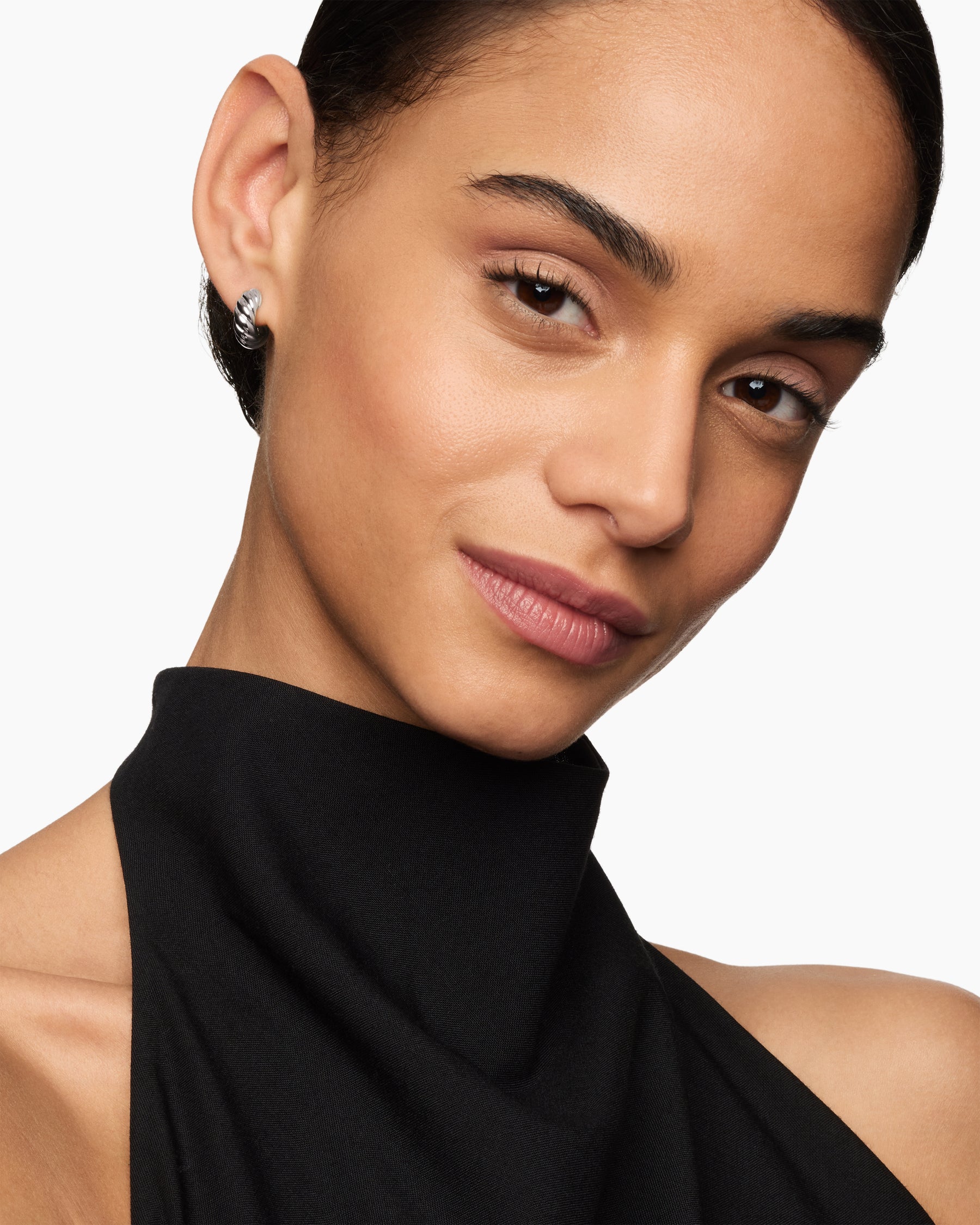 Alternative view of Sculpted Cable Hoop Earrings in Sterling Silver, 14.4mm