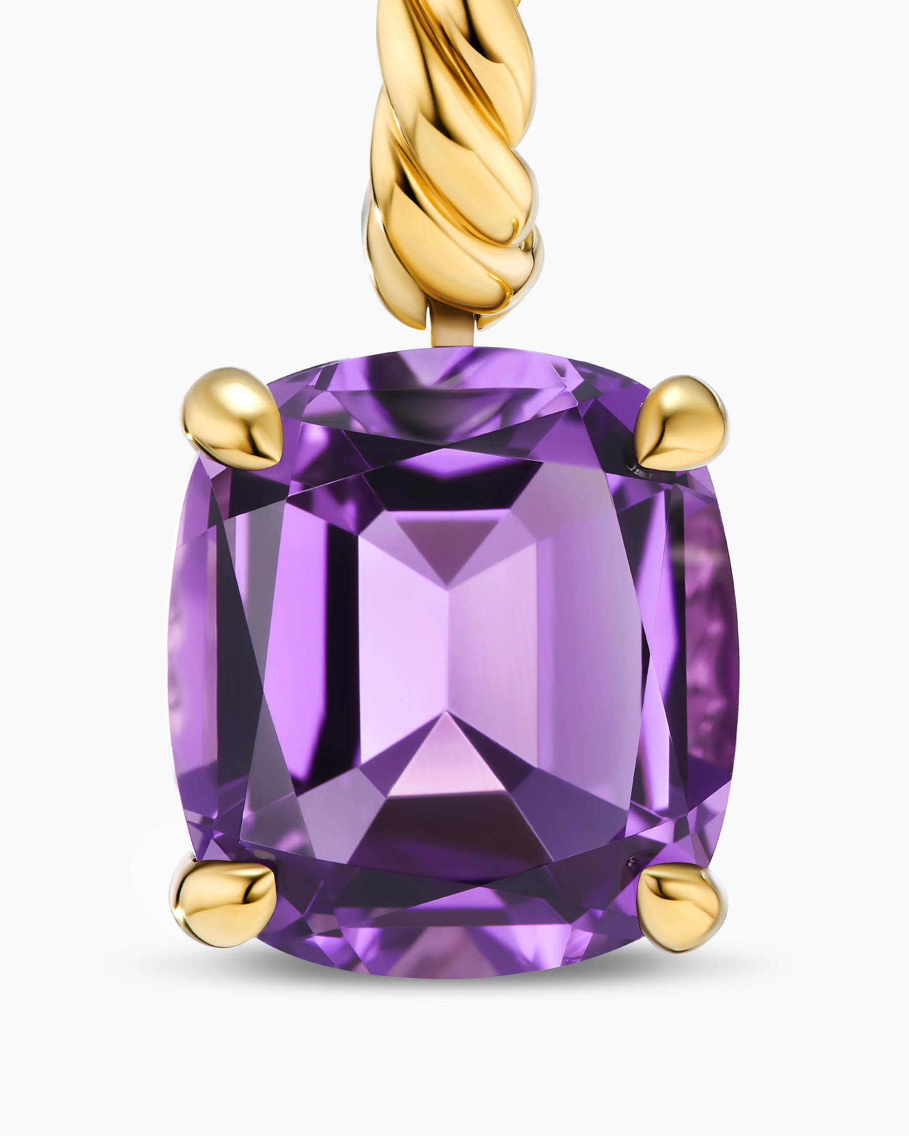 Marbella Drop Earrings in 18K Yellow Gold with Amethyst, 11mm - Image 3