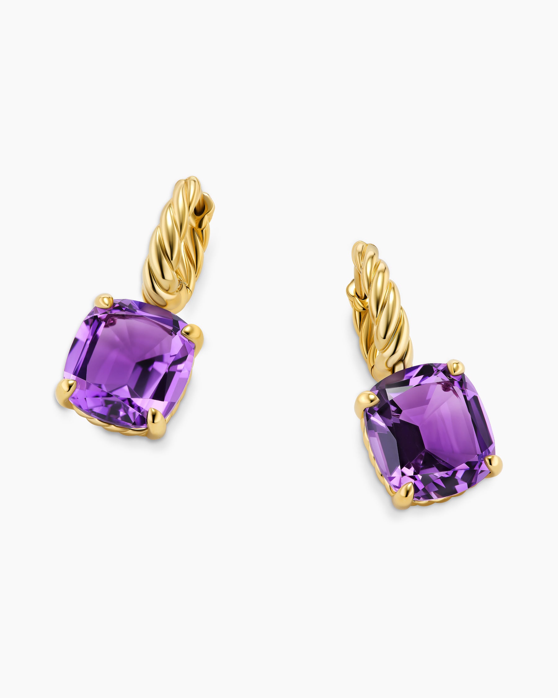 Marbella Drop Earrings in 18K Yellow Gold with Amethyst, 11mm - Image 4