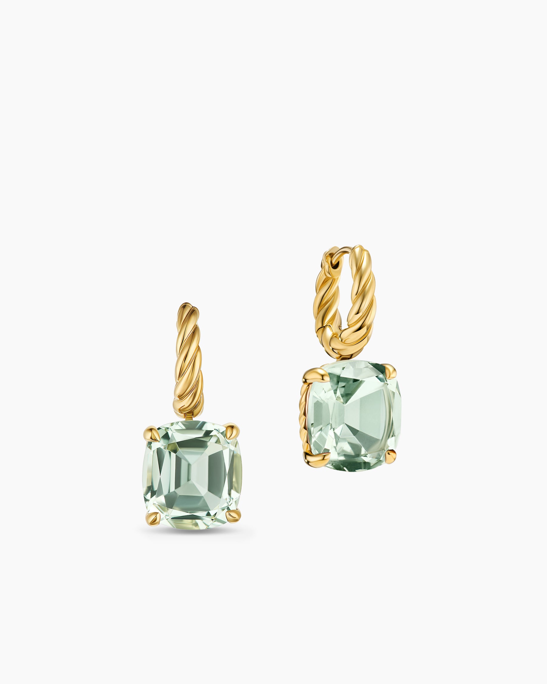 Marbella Drop Earrings in 18K Yellow Gold with Prasiolite, 11mm - Image 3