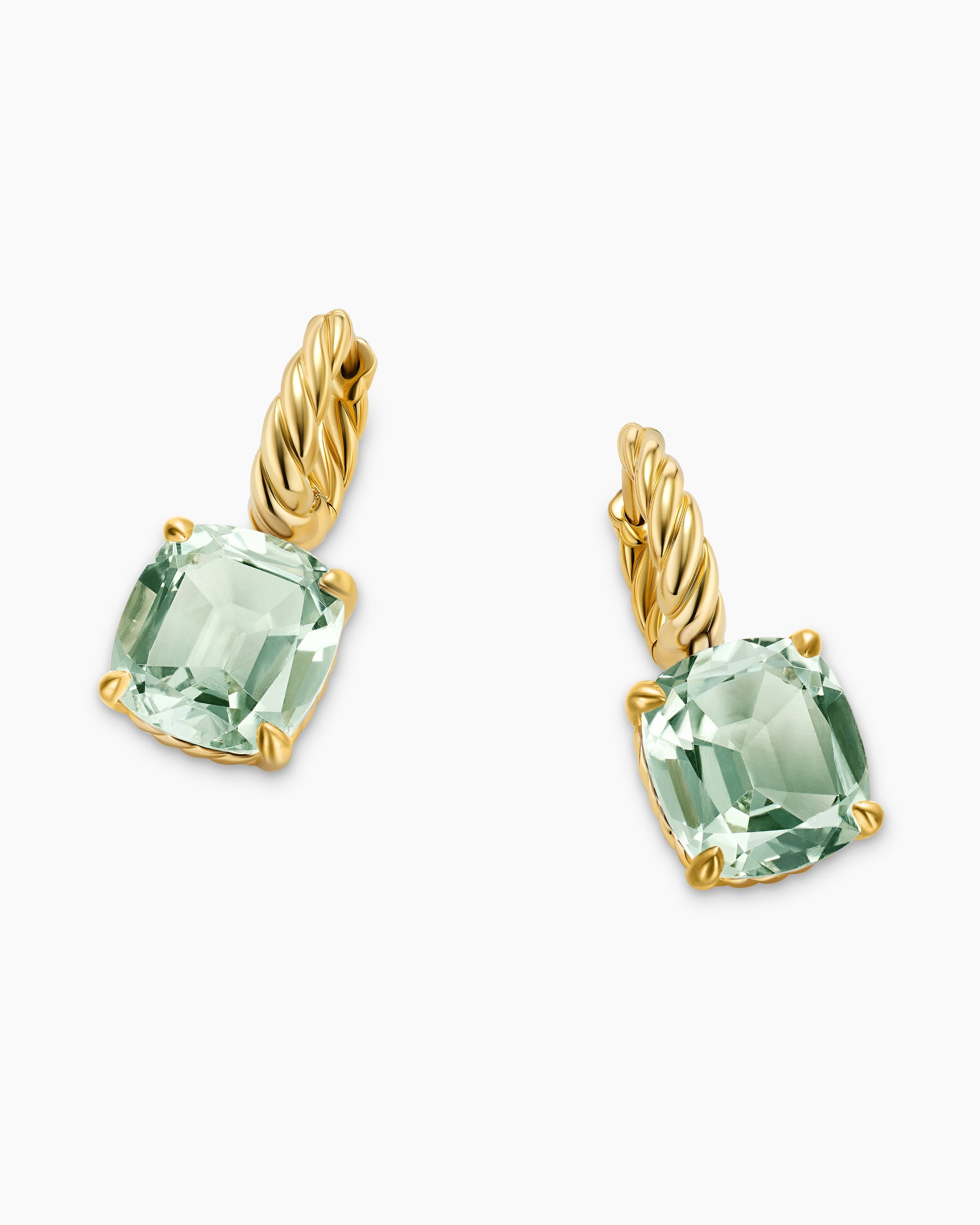 Marbella Drop Earrings in 18K Yellow Gold with Prasiolite, 11mm - Image 5