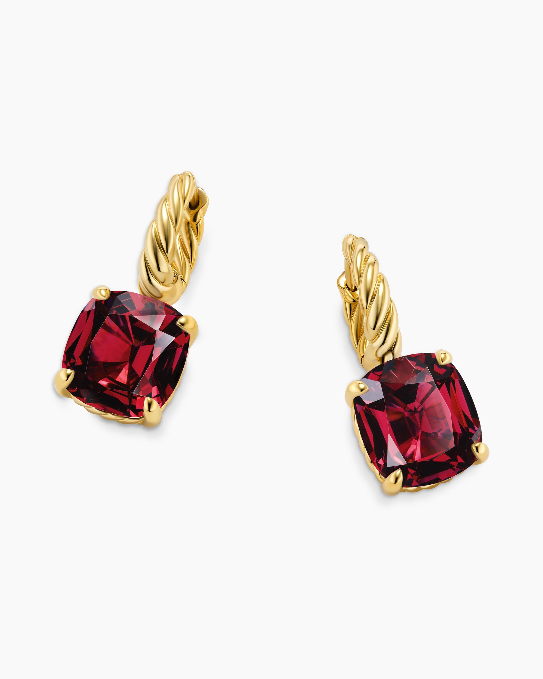 Marbella Drop Earrings in 18K Yellow Gold with Rhodolite Garnet, 11mm - Image 5