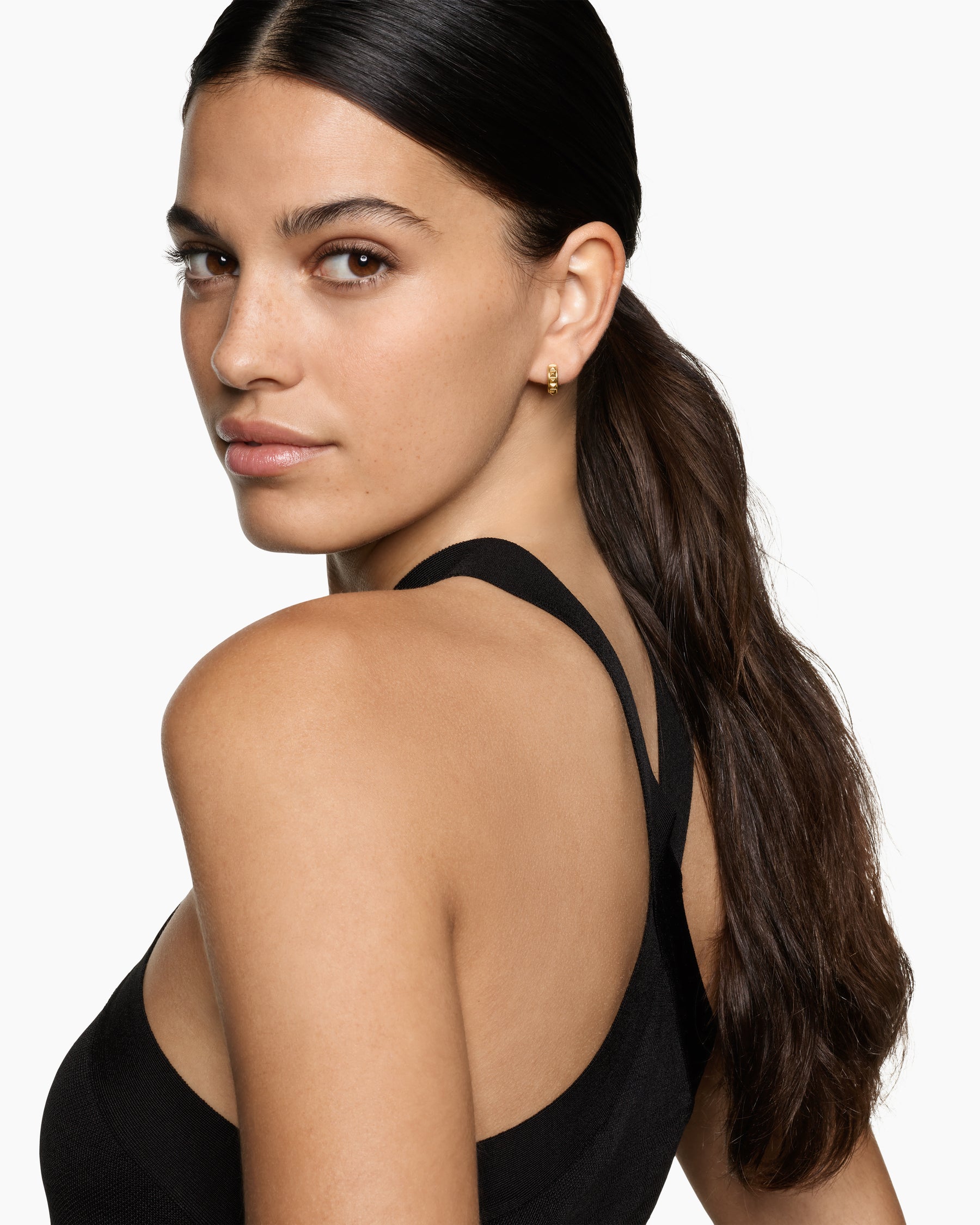Pyramid Hoop Earrings in 18K Yellow Gold, 12.7mm - Image 2