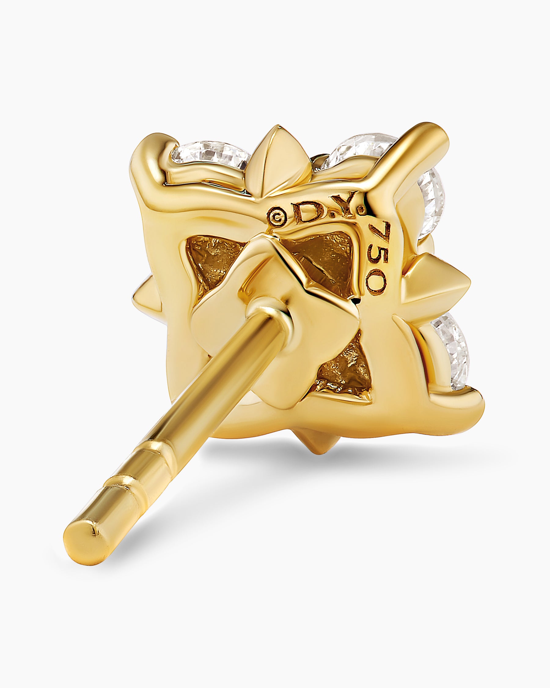 Petite Modern Renaissance Pyramid Stud Earrings in 18K Yellow Gold with Diamonds, 8mm - Image 5