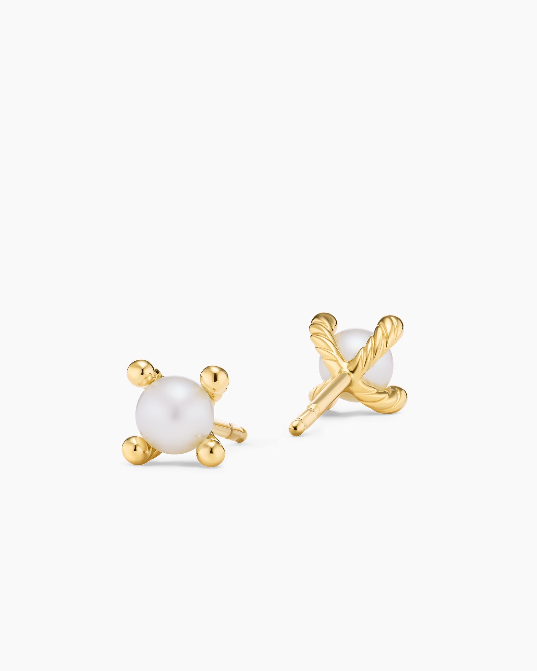 Petite Modern Renaissance Pearl Stud Earrings in 18K Yellow Gold, 5.5mm - Image 3
