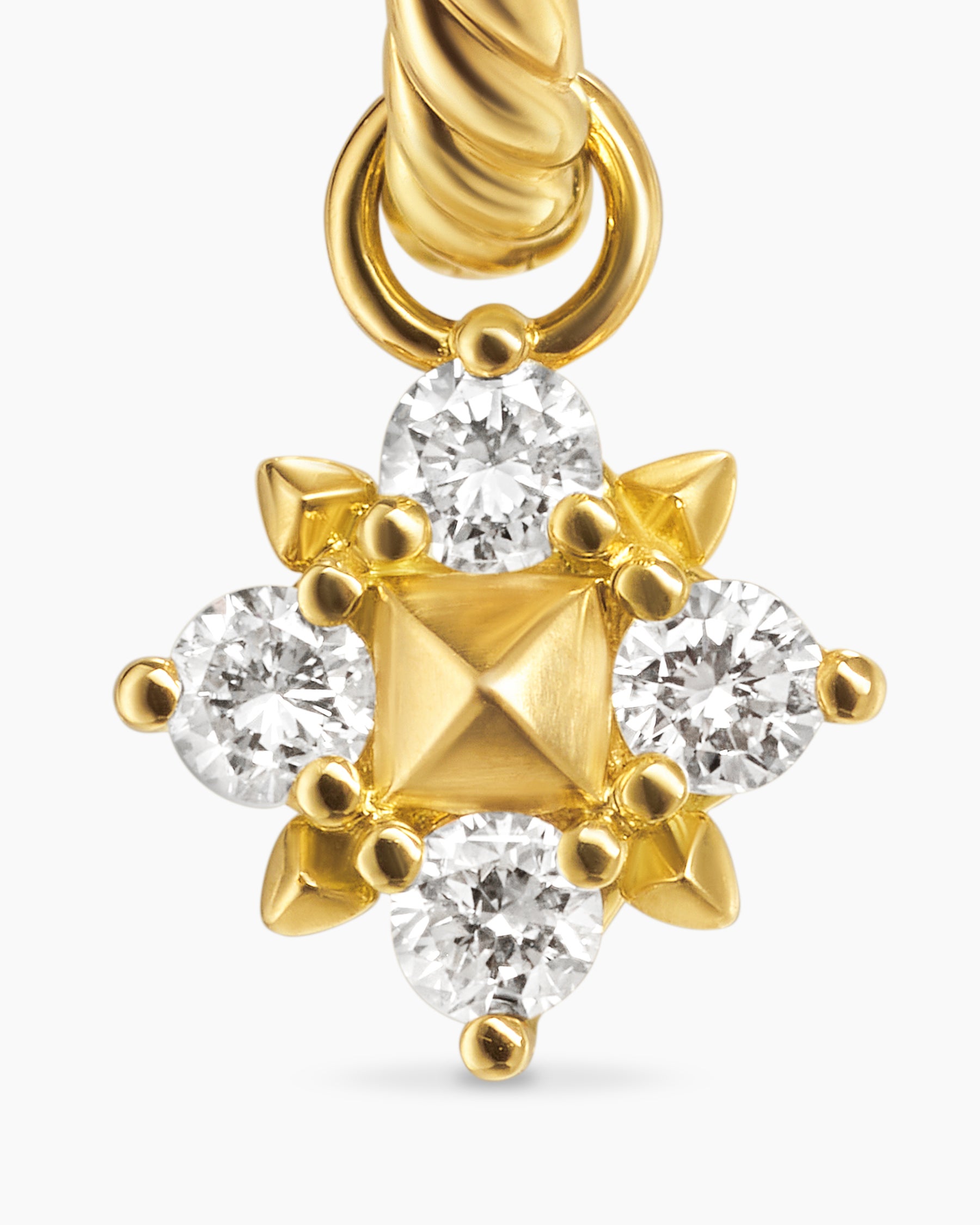 Petite Modern Renaissance Pyramid Drop Earrings in 18K Yellow Gold with Diamonds, 18.8mm - Image 4
