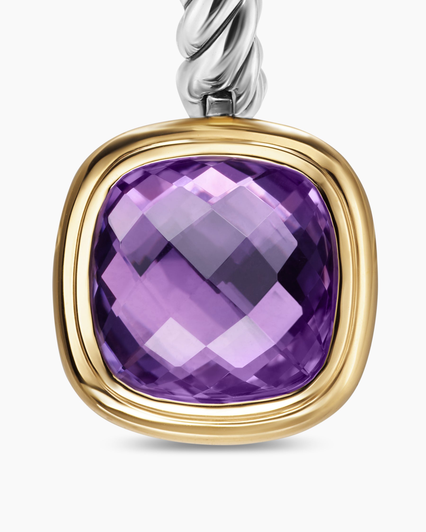 Albion Drop Earrings in Sterling Silver with 18K Yellow Gold and Amethyst, 10mm - Image 4