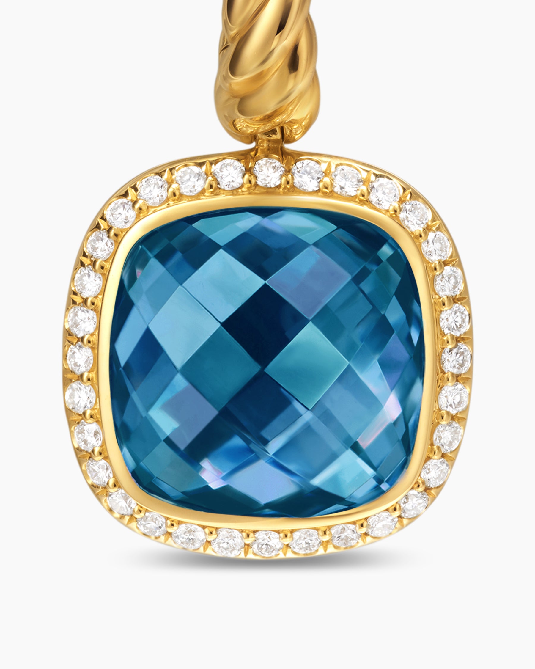 Albion Drop Earrings in 18K Yellow Gold with Hampton Blue Topaz and Diamonds, 10mm - Image 4