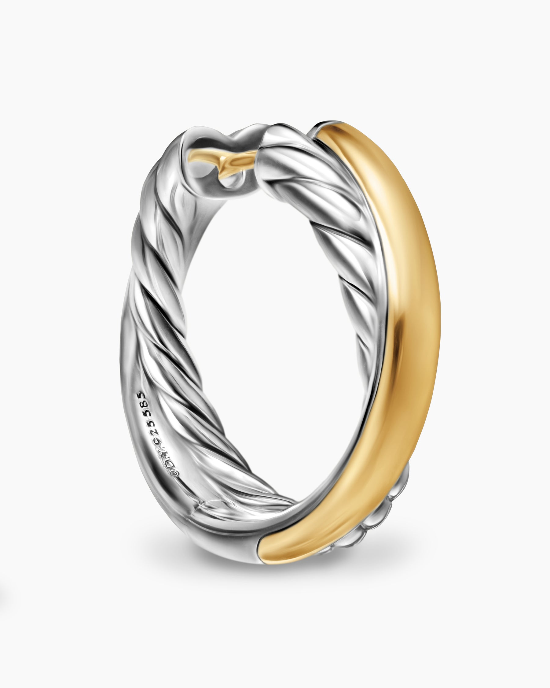 Crossover Hoop Earrings in Sterling Silver with 14K Yellow Gold, 22.3mm - Image 5
