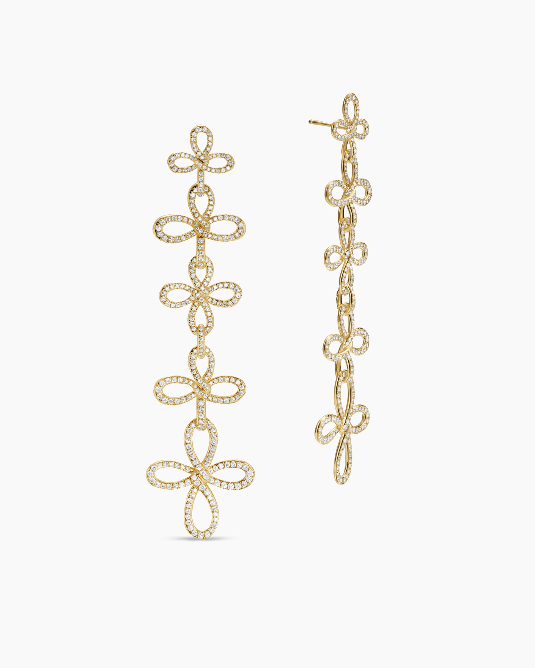 Wisteria Statement Earrings in 18K Yellow Gold with Diamonds, 90mm - Image 3
