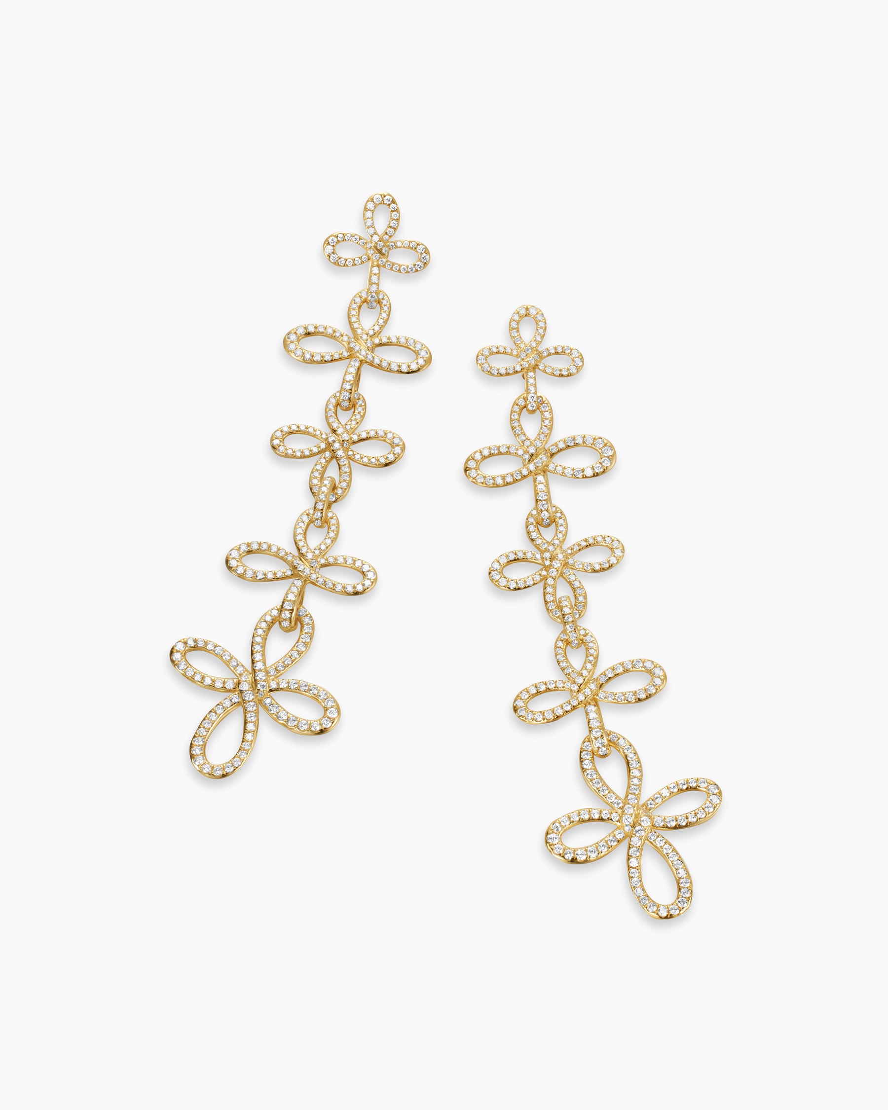 Wisteria Statement Earrings in 18K Yellow Gold with Diamonds, 90mm - Image 5