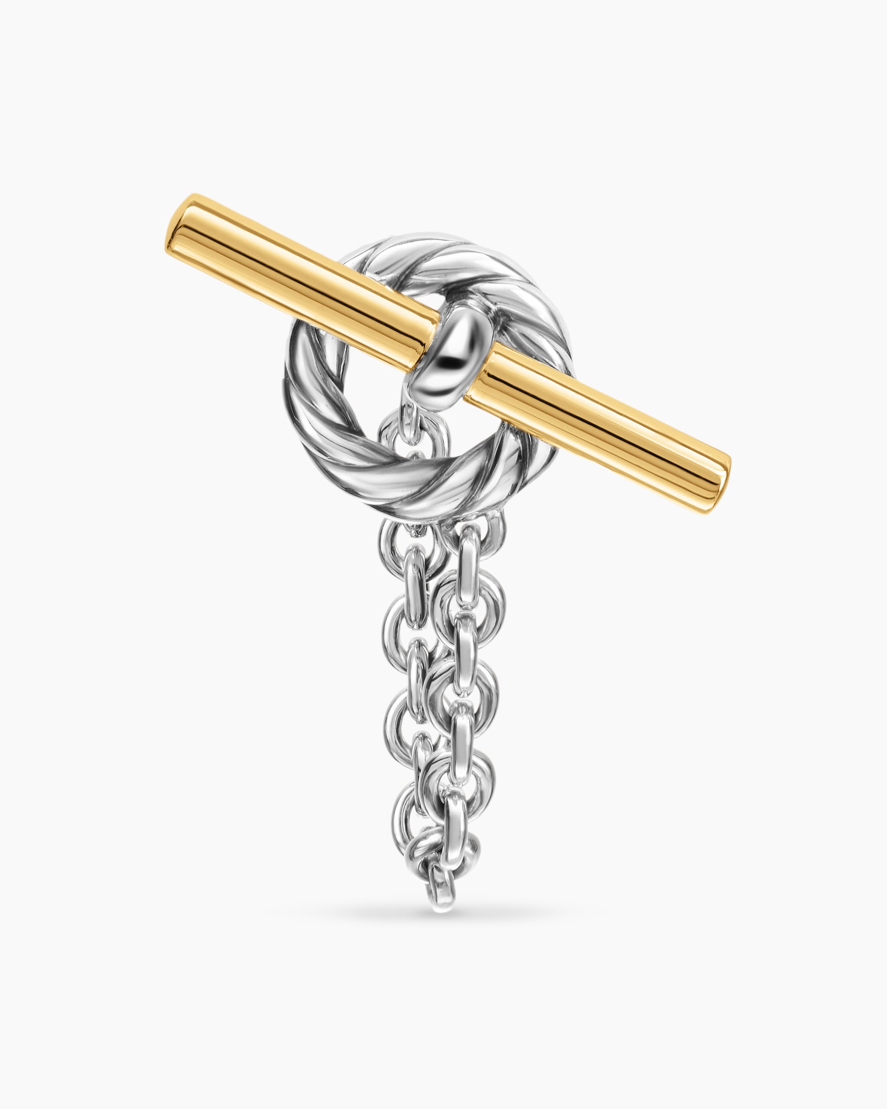 DY Mercer Bold Toggle Chain Stud Earrings in Sterling Silver with 18K Yellow Gold, 50.4mm - Image 4