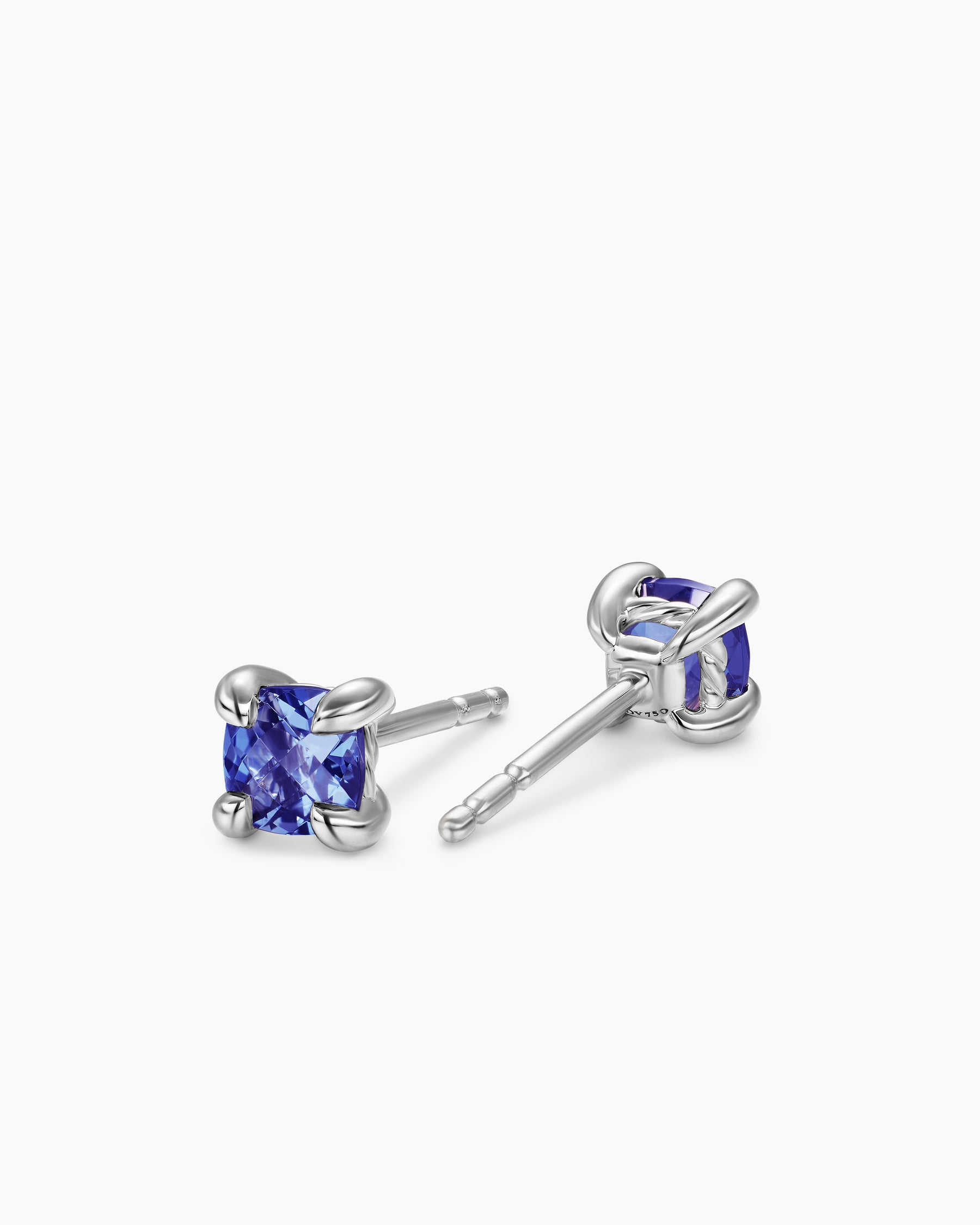 Micro Chatelaine Stud Earrings in 18K White Gold with Tanzanite, 4.8mm - Image 3