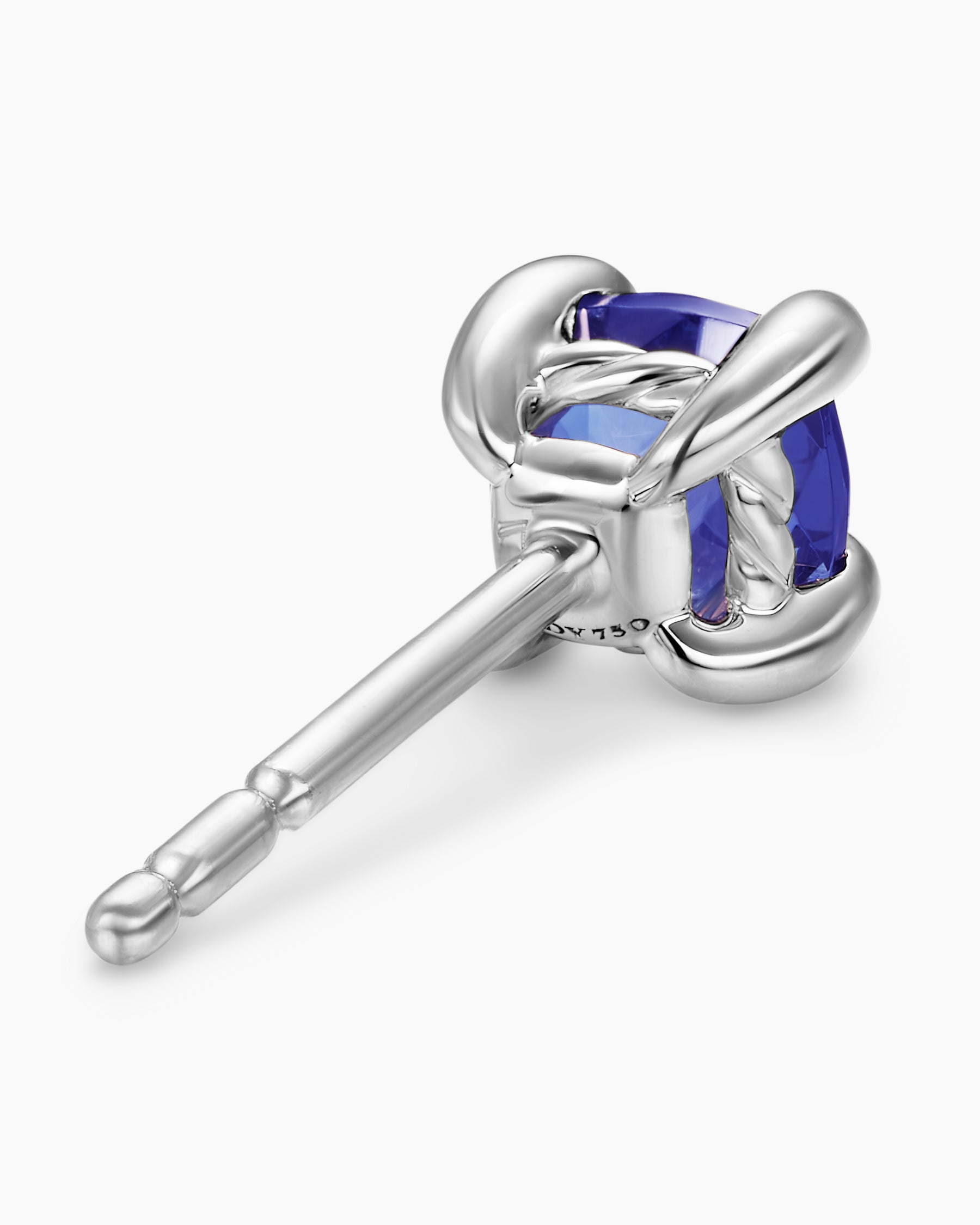 Micro Chatelaine Stud Earrings in 18K White Gold with Tanzanite, 4.8mm - Image 5