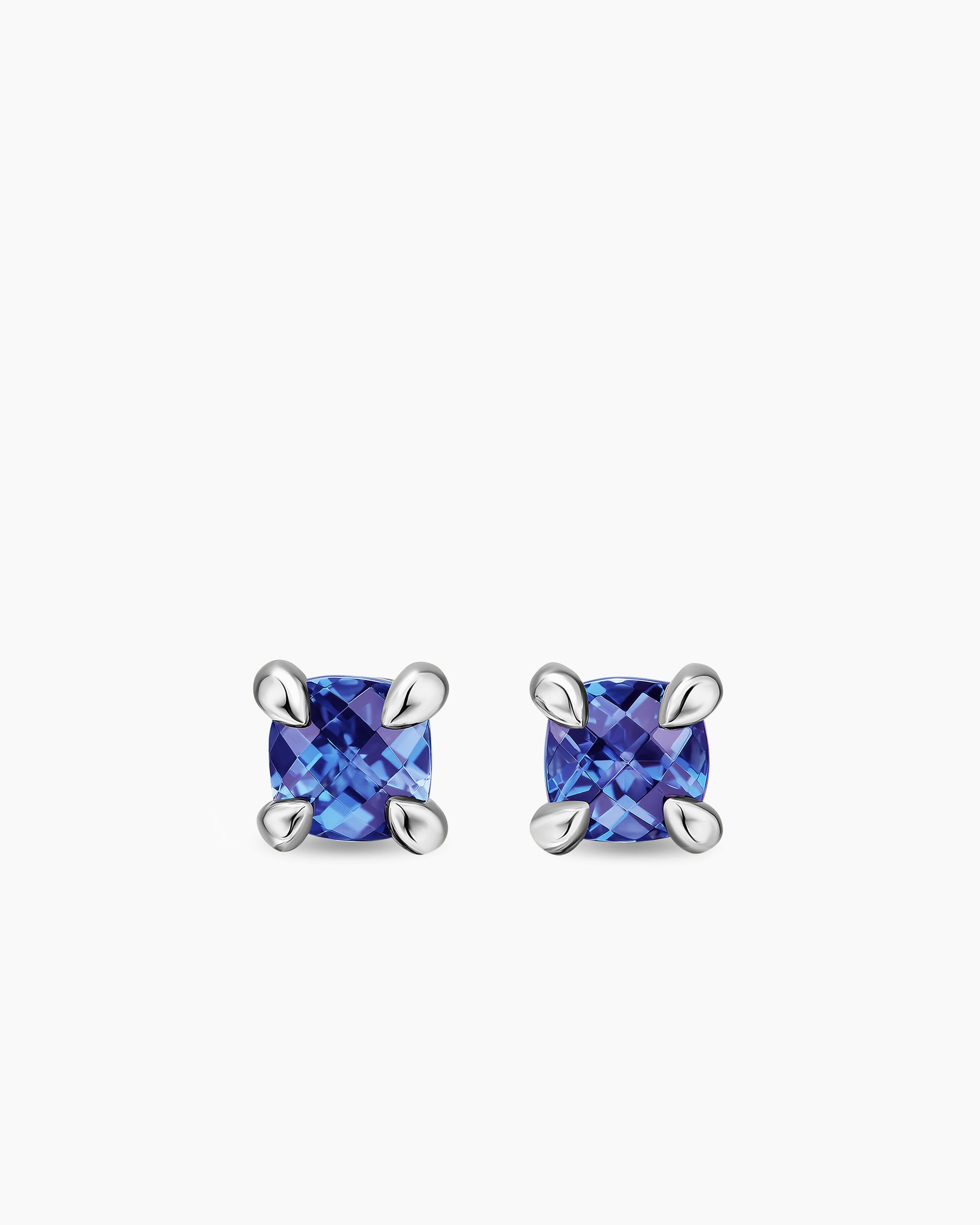 Micro Chatelaine Stud Earrings in 18K White Gold with Tanzanite, 4.8mm
